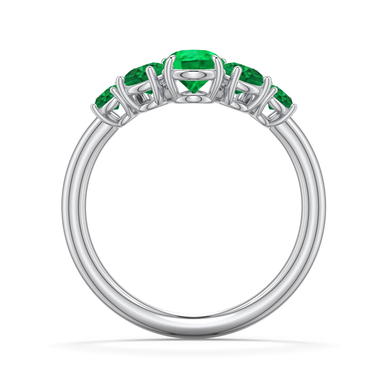 7x5mm AAA Pear Emerald Graduated Side Stone Engagement Ring in White Gold - side 1