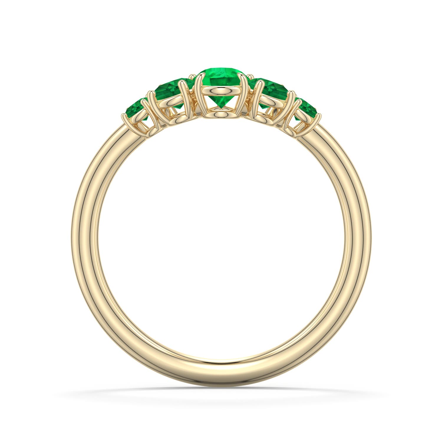 6x4mm AAA Pear Emerald Graduated Side Stone Engagement Ring in Yellow Gold - side 1 - side 2