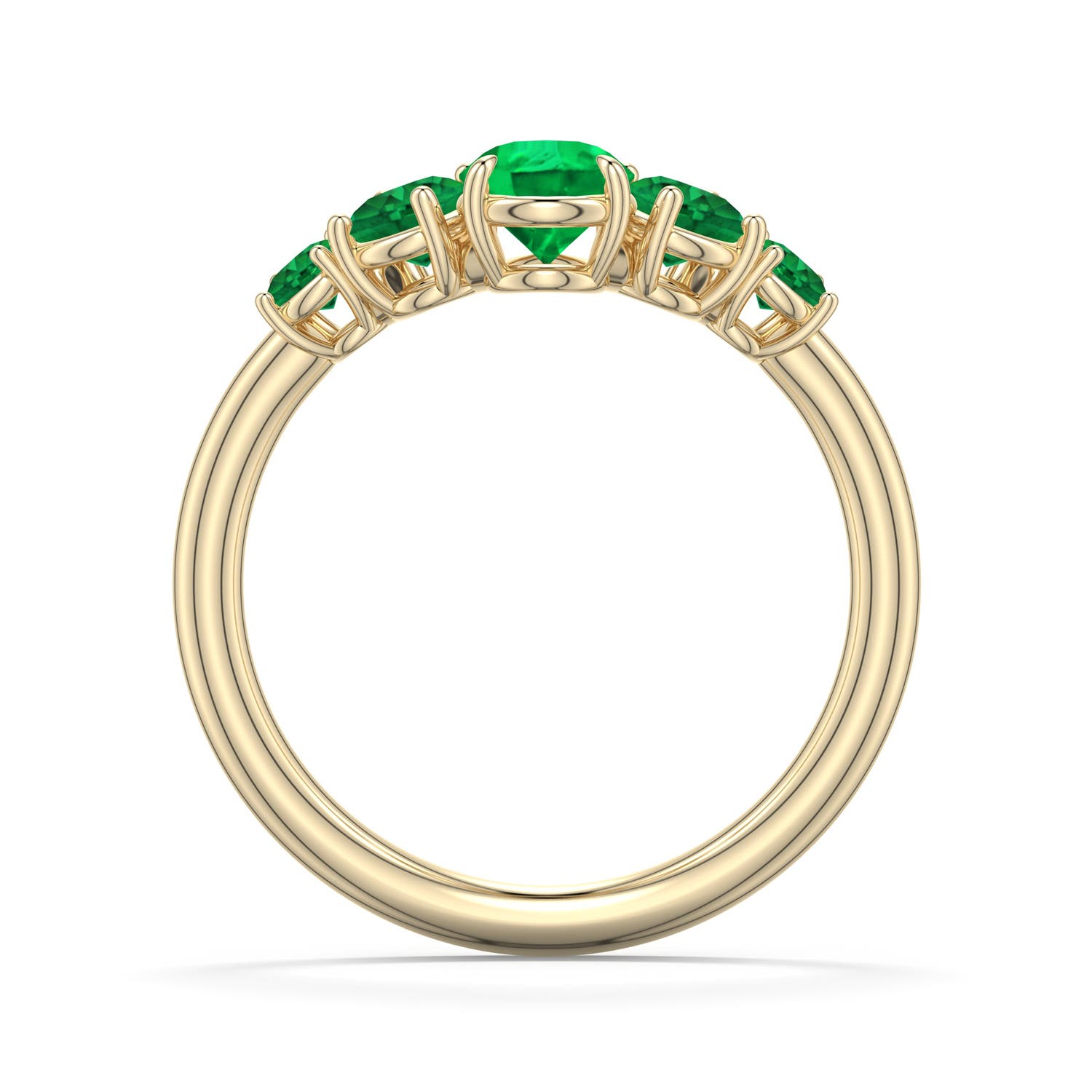 7x5mm AAA Pear Emerald Graduated Side Stone Engagement Ring in Yellow Gold - side 1