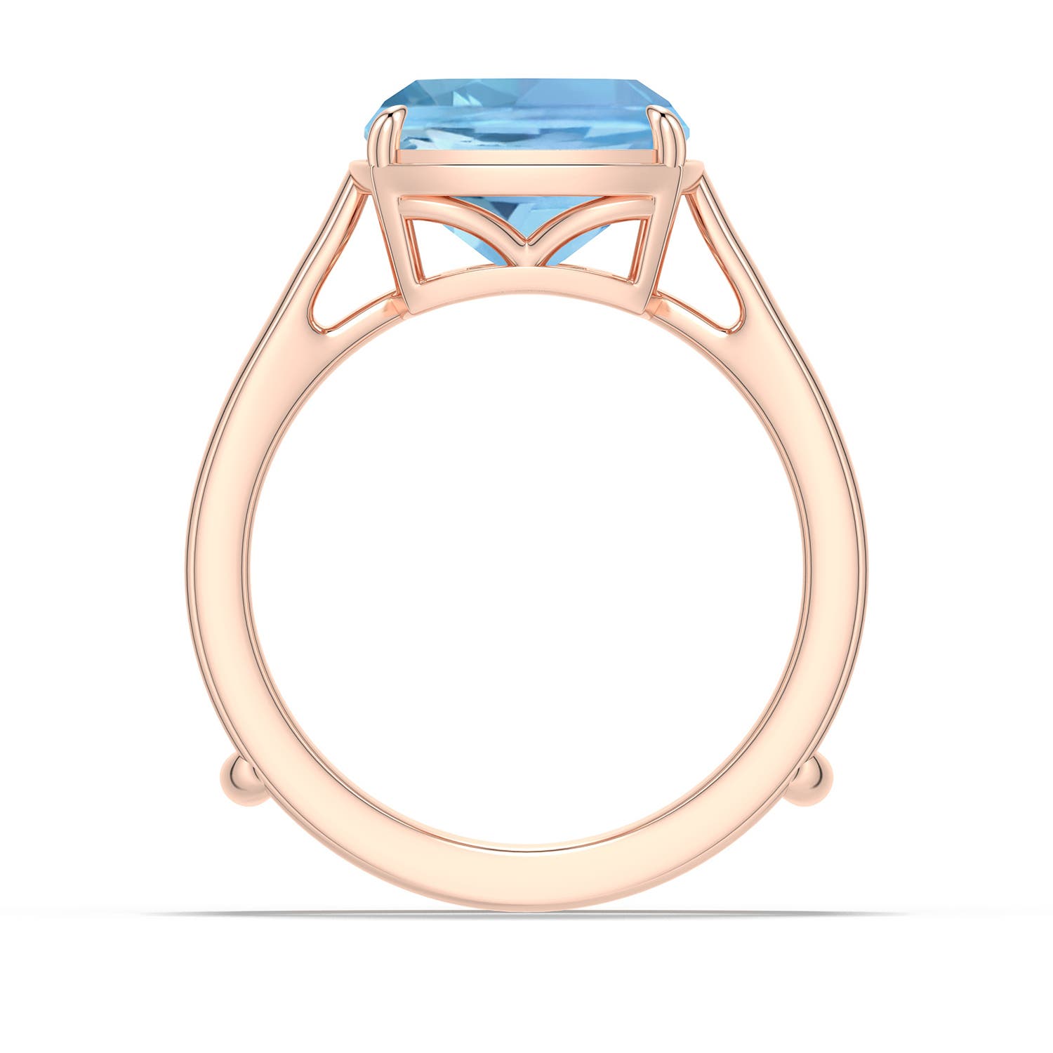 12x10mm AAAA Cushion Rectangular Aquamarine Triple Split Shank Ring in 18K Rose Gold - side 1