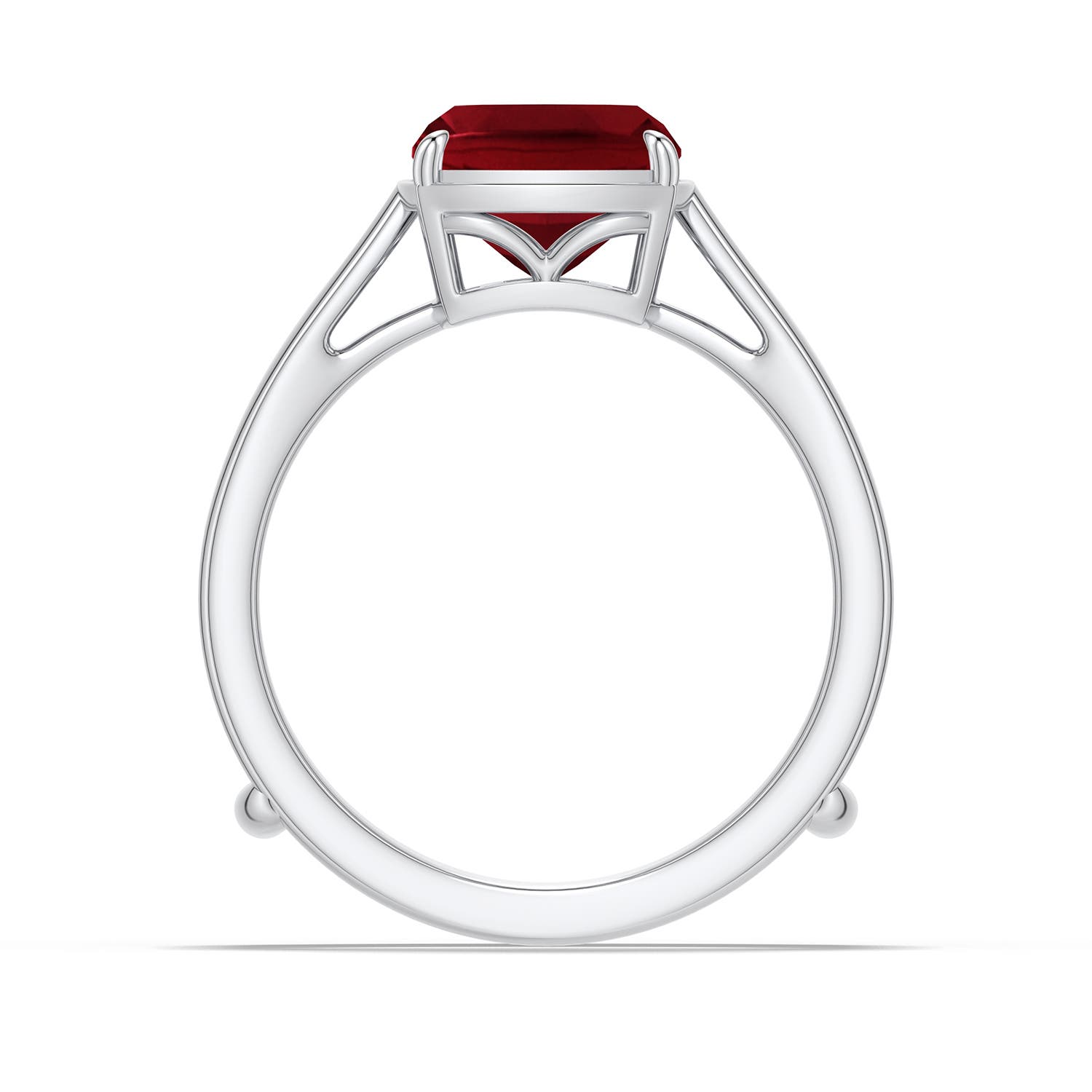 10x8mm AAAA Cushion Rectangular Garnet Triple Split Shank Ring in White Gold - side 1