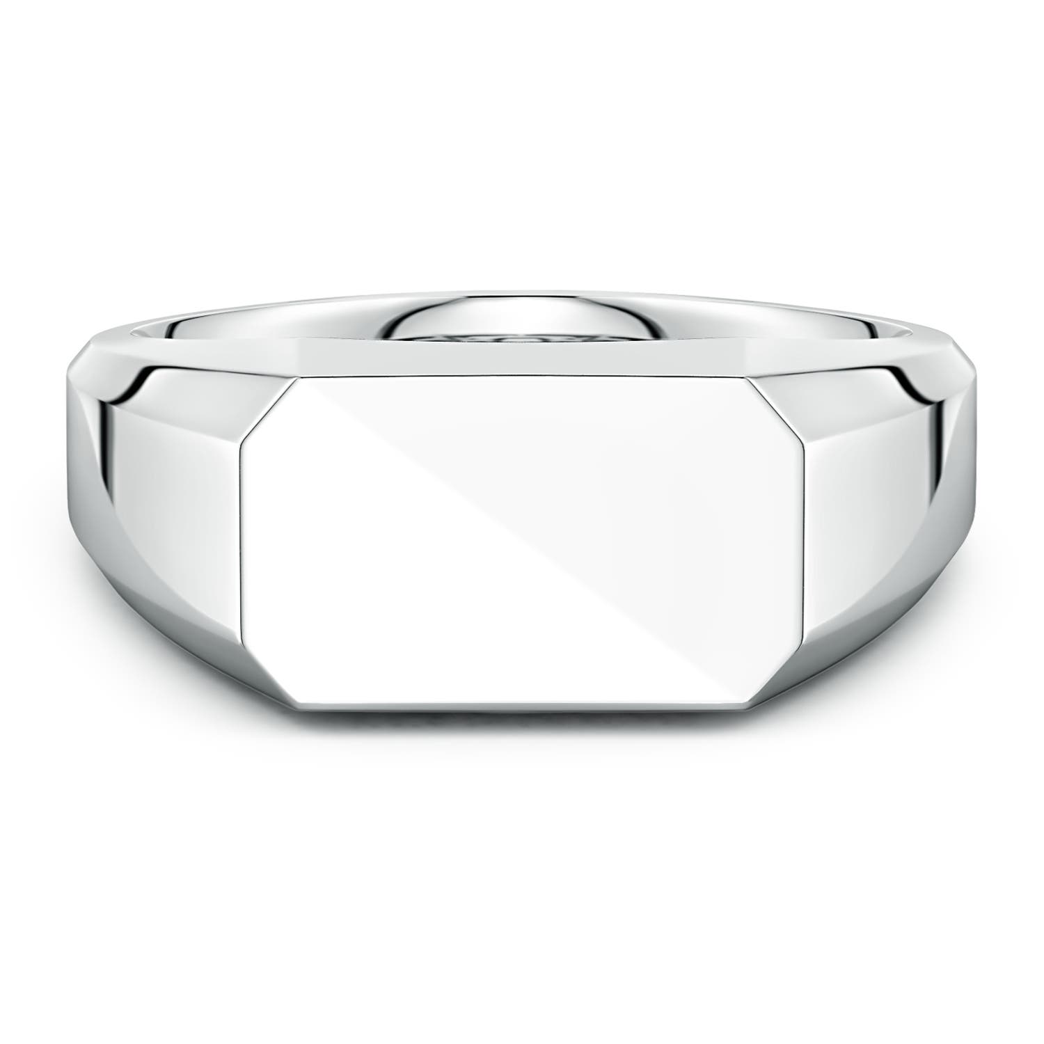 Octagonal Men's Signet Ring in White Gold