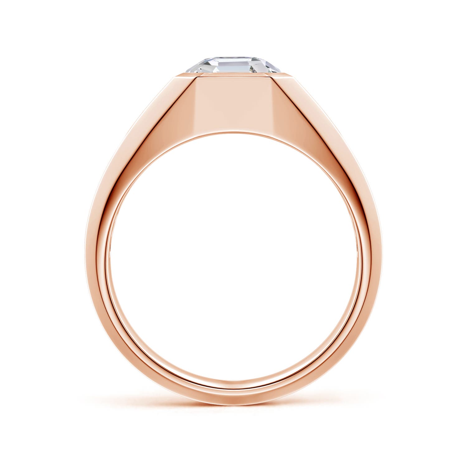 8mm HSI2 Asscher-Cut Diamond men's Octagon Signet Ring in Rose Gold