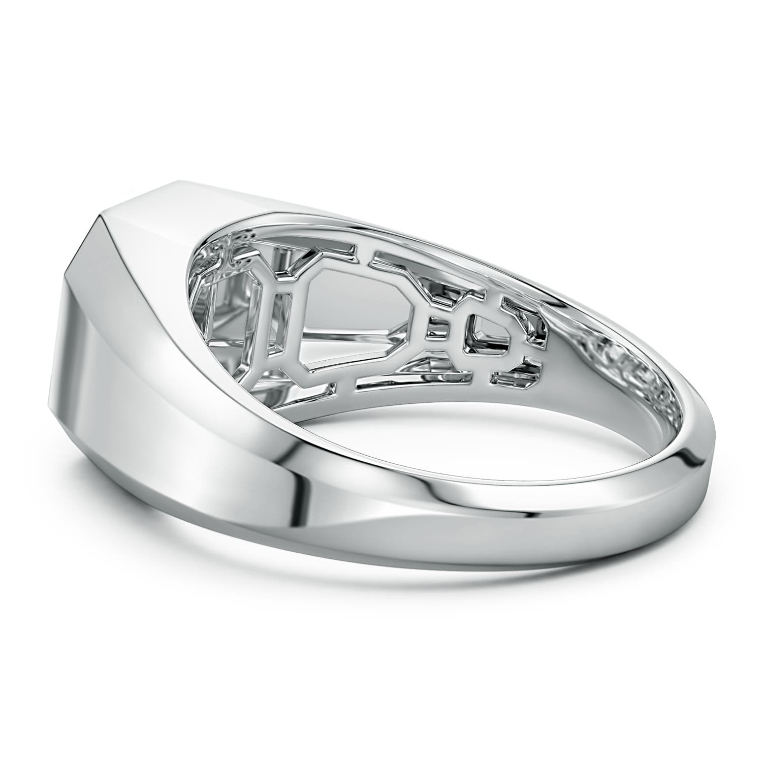 Pavé-Set Enhanced Black Diamond Men's Octagon Signet Ring