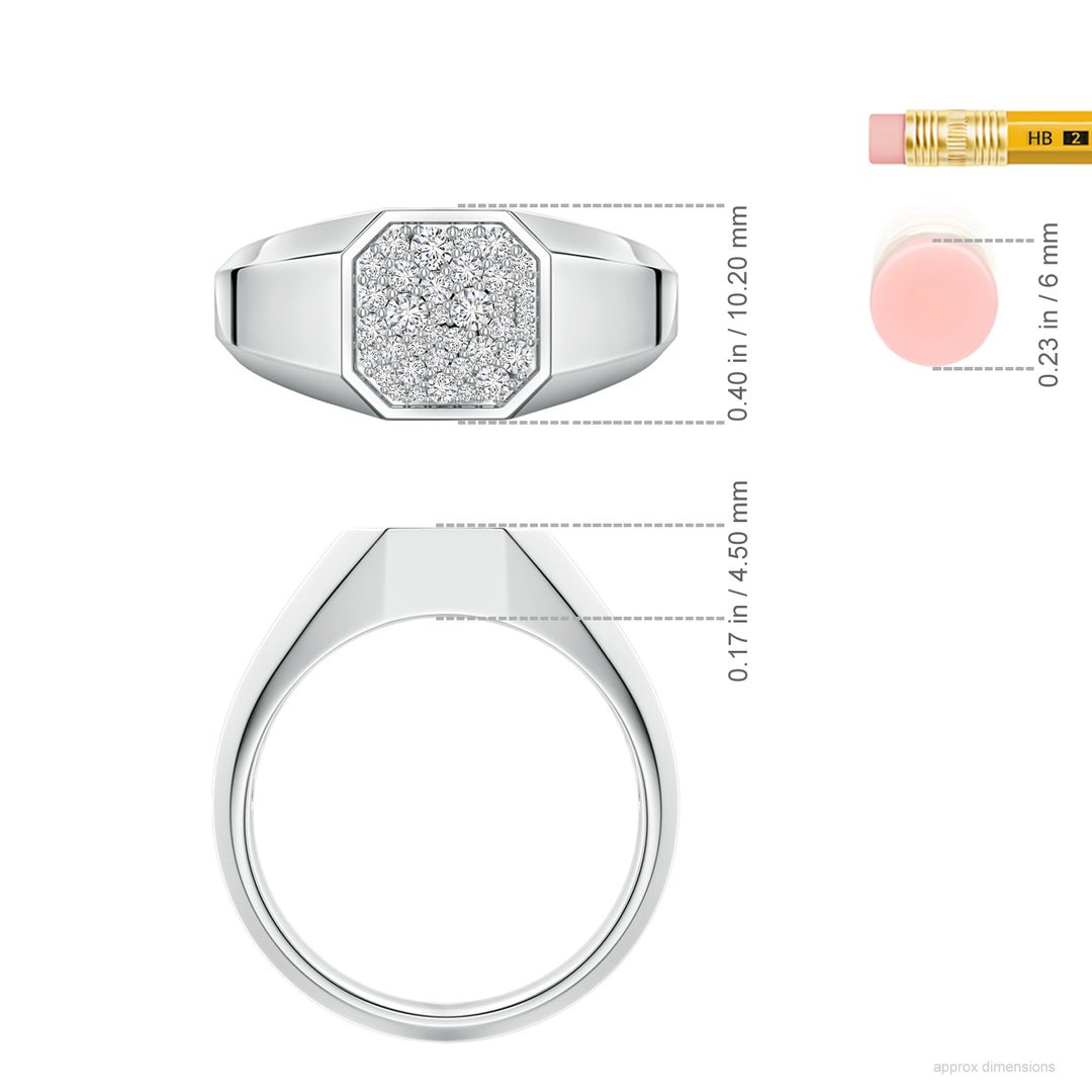 Pavé-Set Diamond Men’s Octagon Signet Ring