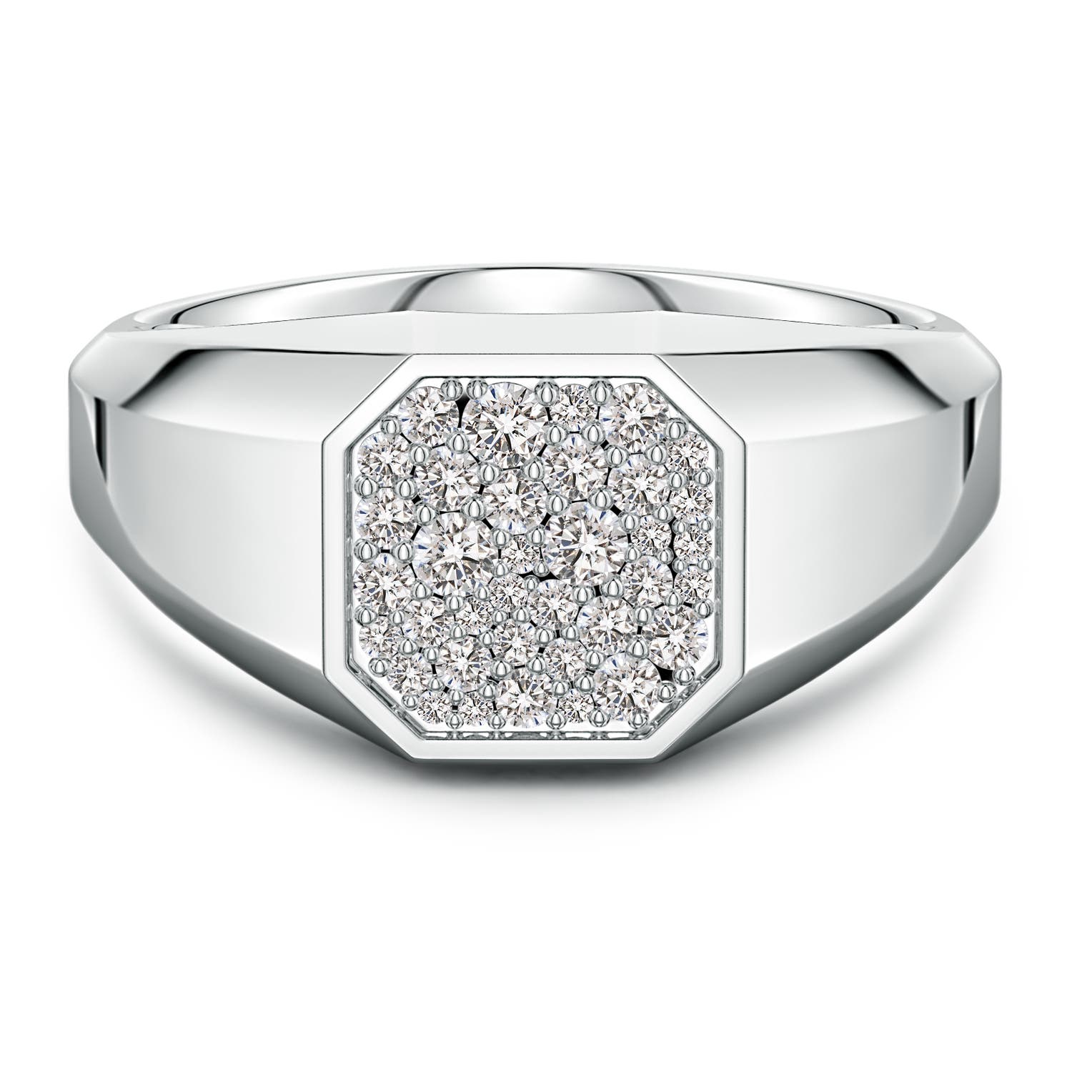 Angara 0.37 CTW Pavé-Set Diamond Men’s Octagon Signet Ring in Silver