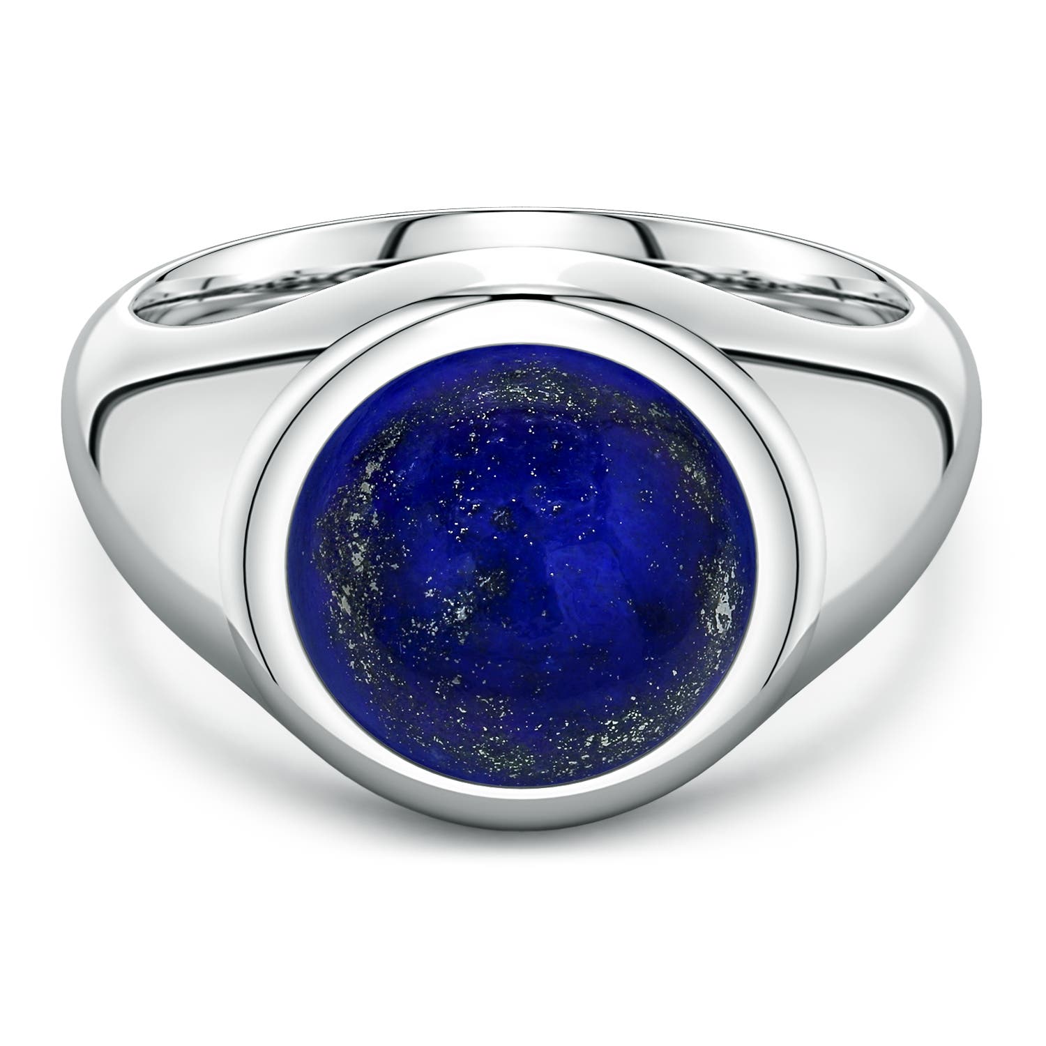 12mm AAA Round Lapis Lazuli Men’s Signet Ring in S999 Silver