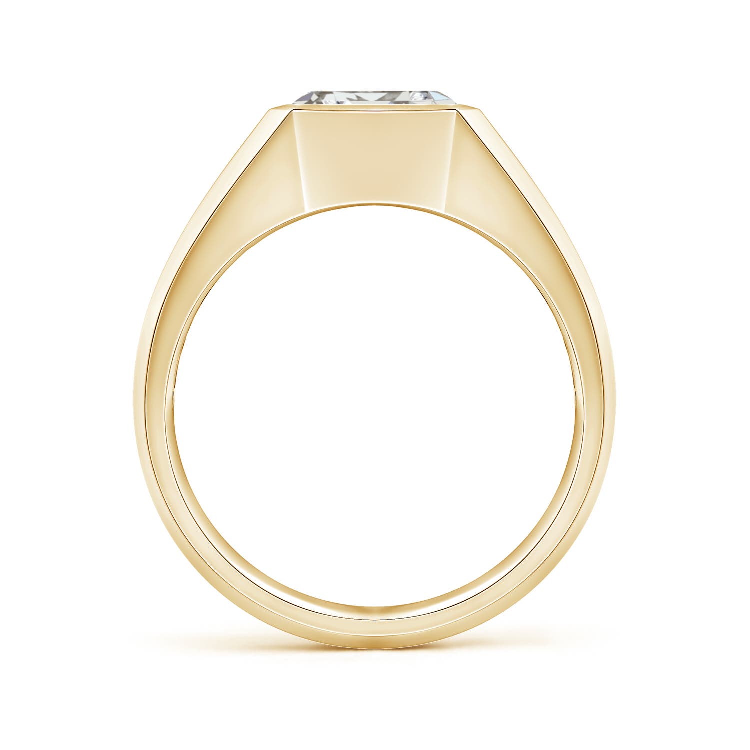 8.5x6.5mm IJI1I2 East-West Emerald-Cut Diamond Men's Signet Ring in Yellow Gold - side 1