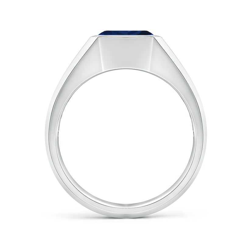 East-West Emerald-Cut Blue Sapphire Men's Signet Ring