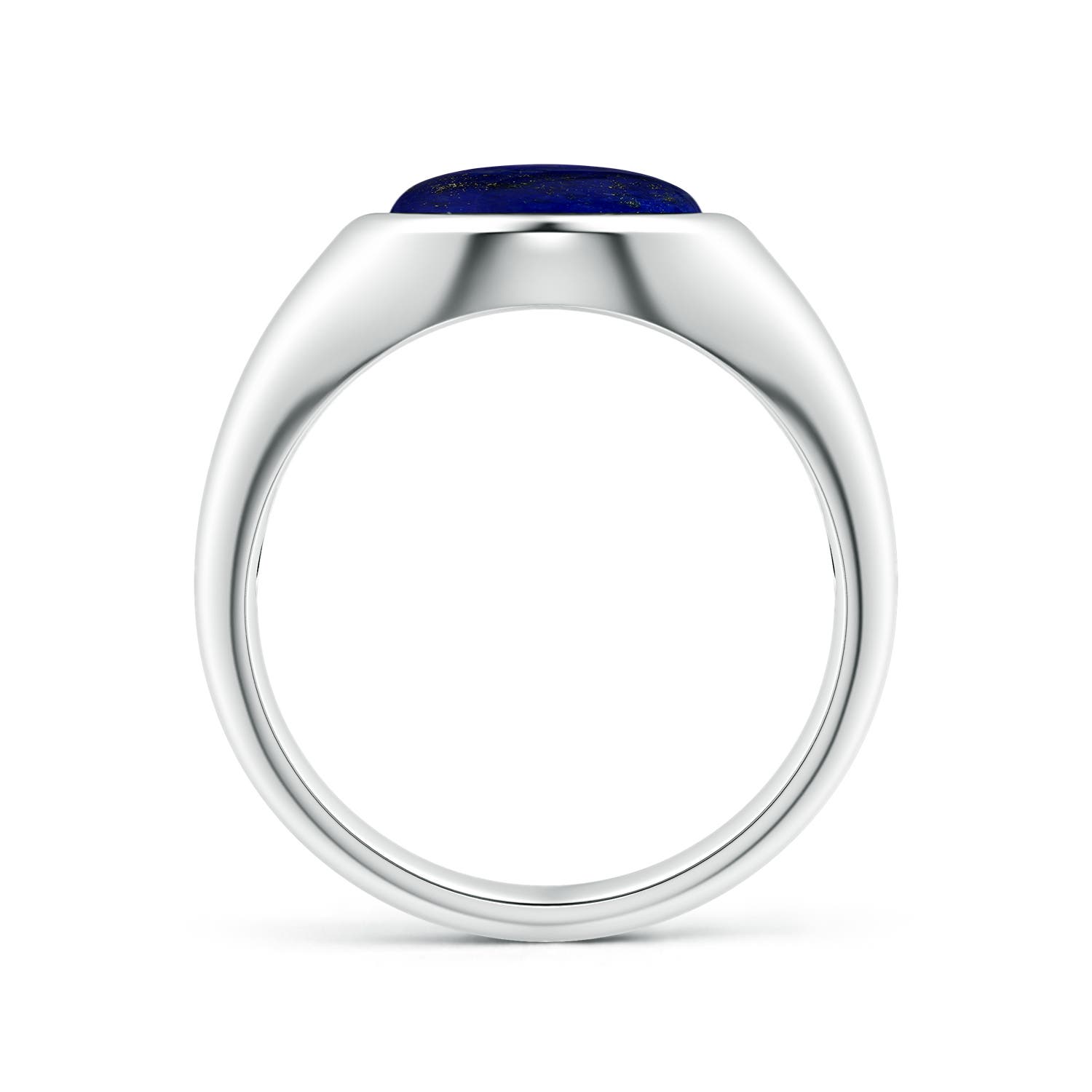 14x11mm AAA Oval Lapis Lazuli Men’s Signet Ring in White Gold - side 2
