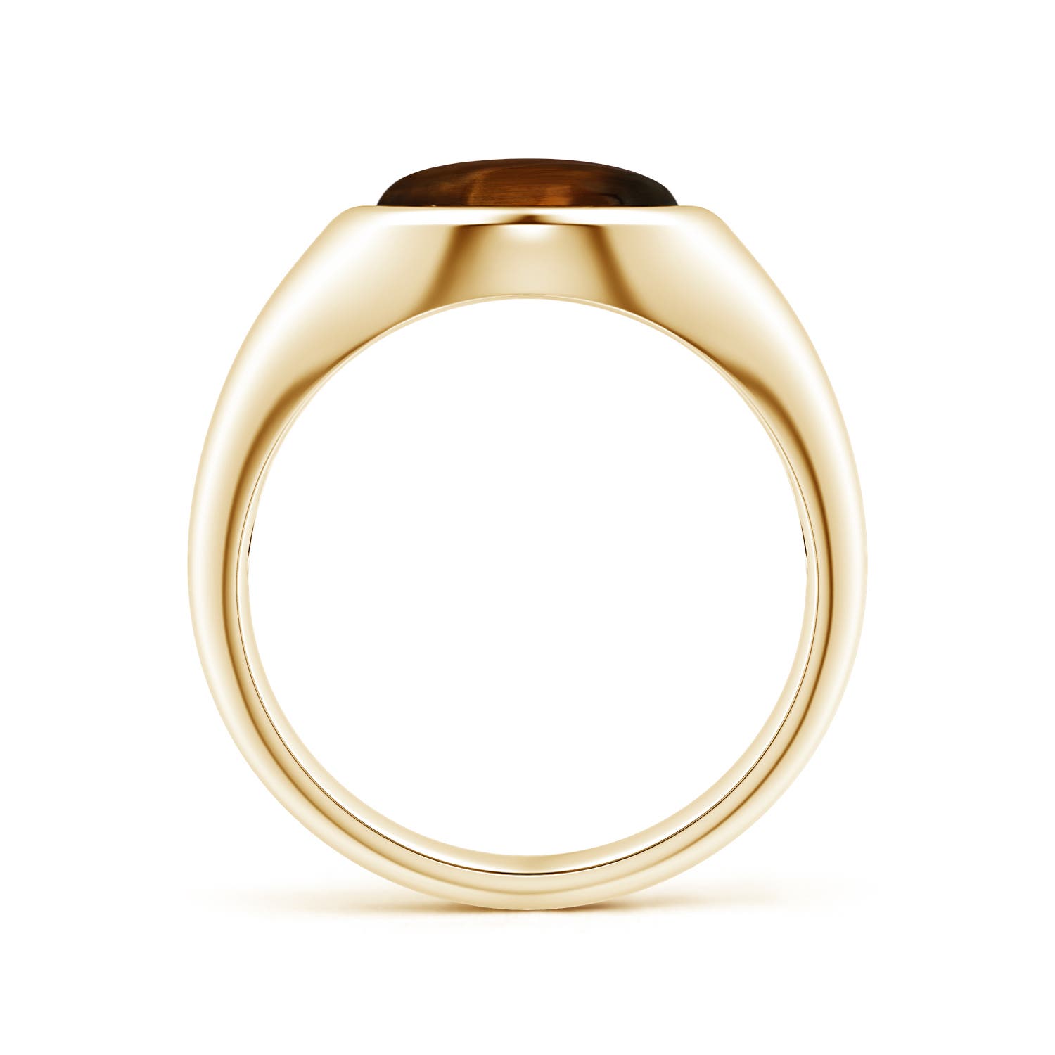 14x11mm AAA Oval Tiger's Eye Men’s Signet Ring in Yellow Gold