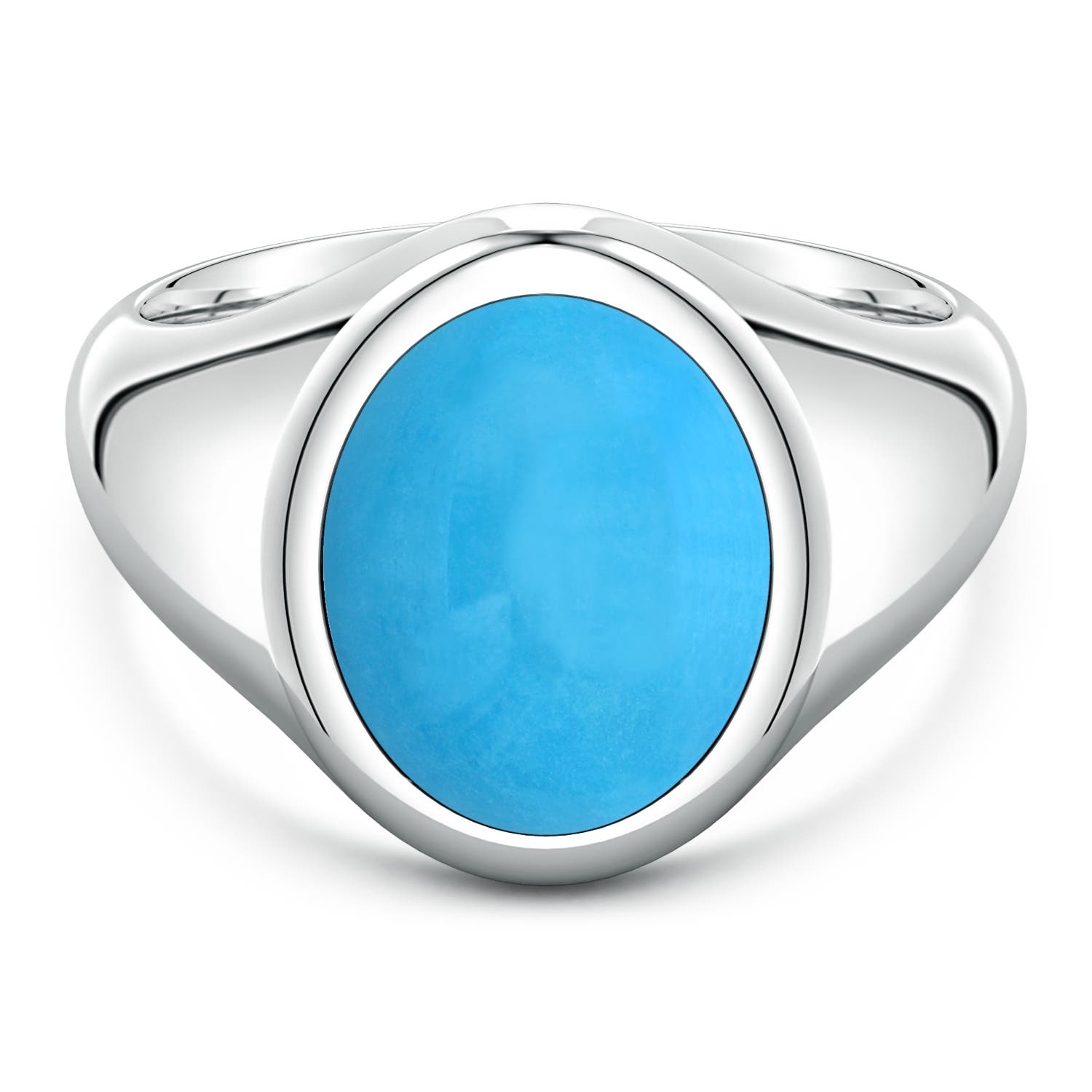 14x11mm AAA Oval Turquoise Men’s Signet Ring in S999 Silver