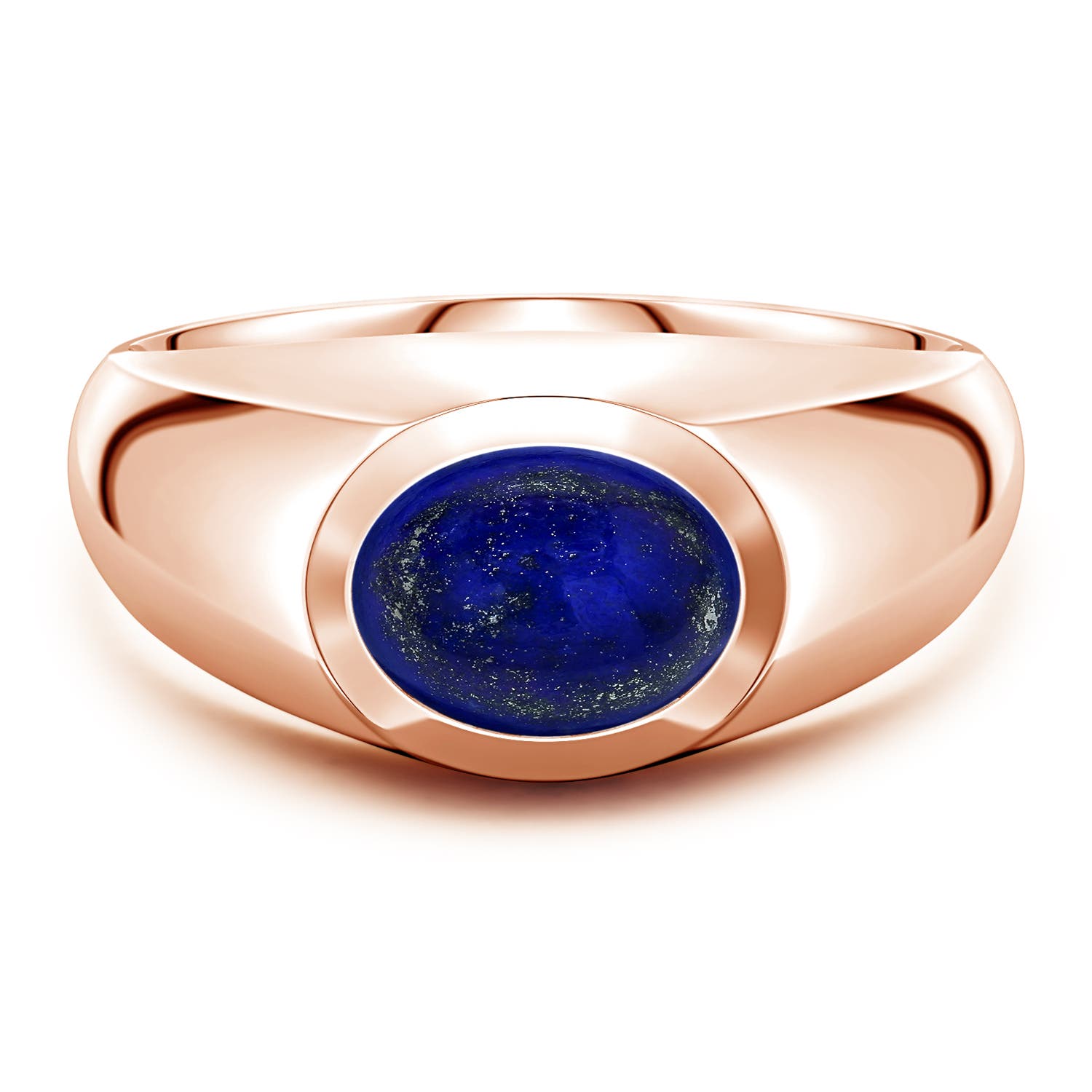 9x7mm AAA East-West Oval Lapis Lazuli Men's Signet Ring in Rose Gold