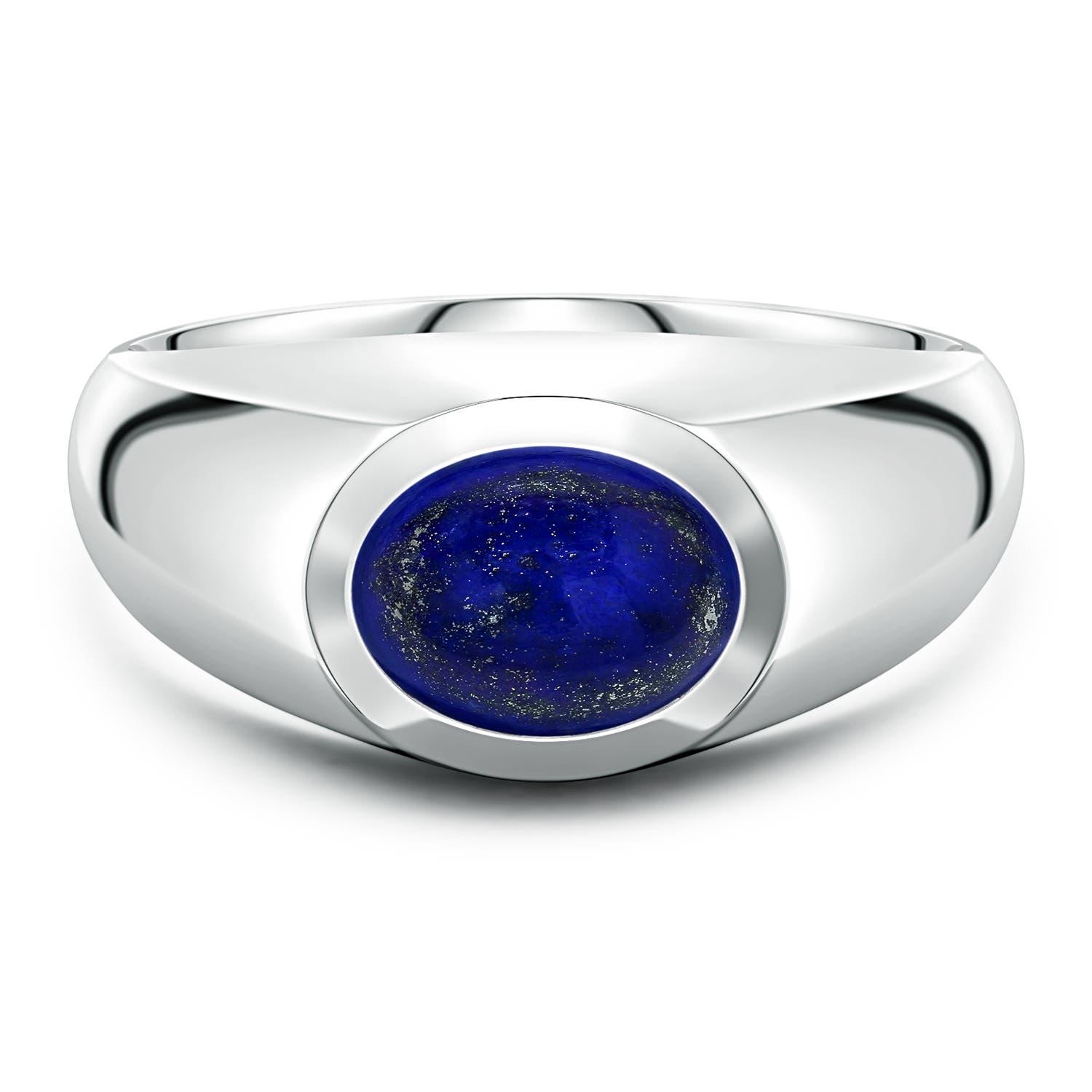 9x7mm AAA East-West Oval Lapis Lazuli Men's Signet Ring in S999 Silver