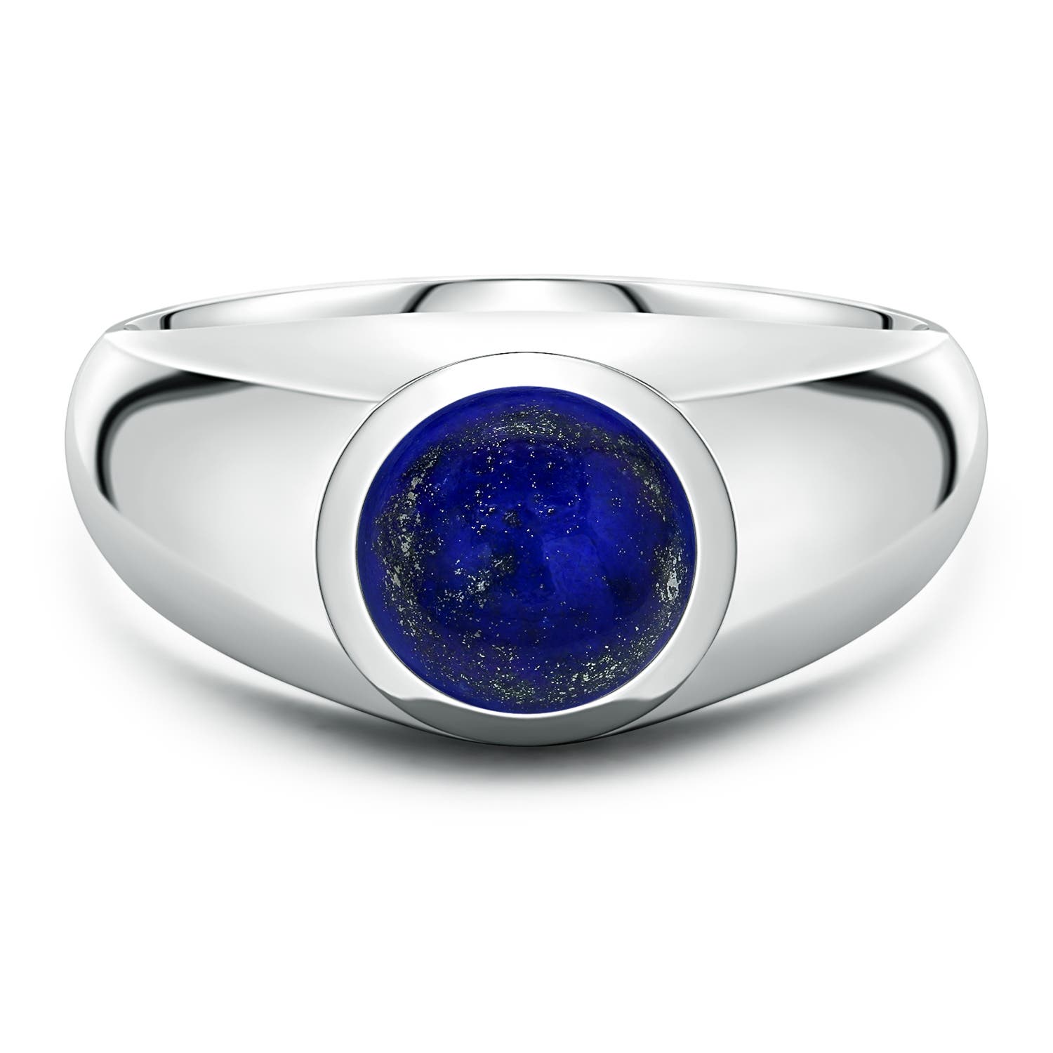 8mm AAA Round Lapis Lazuli Men's Signet Ring in S999 Silver