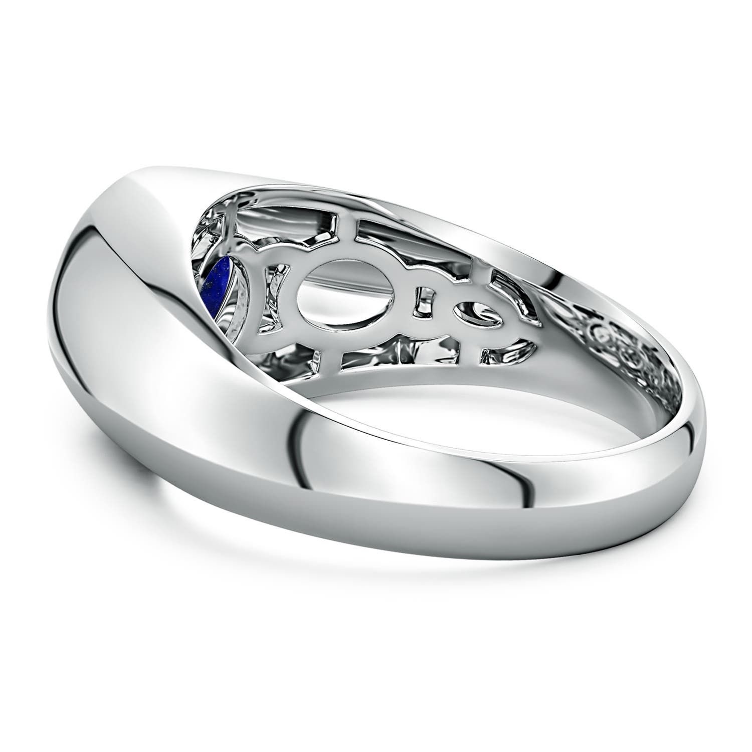 Round Lapis Lazuli Men's Signet Ring