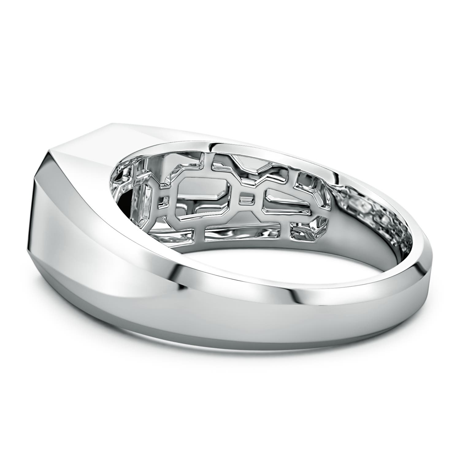 8x6mm AAA Emerald-Cut Black Onyx Men's Signet Ring in S999 Silver - side 4