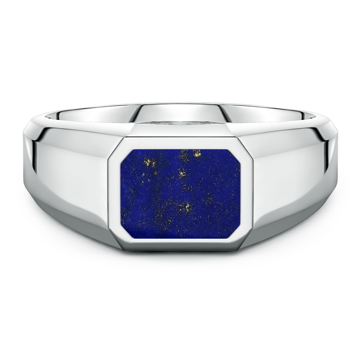 8x6mm AAA Emerald-Cut Lapis Lazuli Men's Signet Ring in S999 Silver