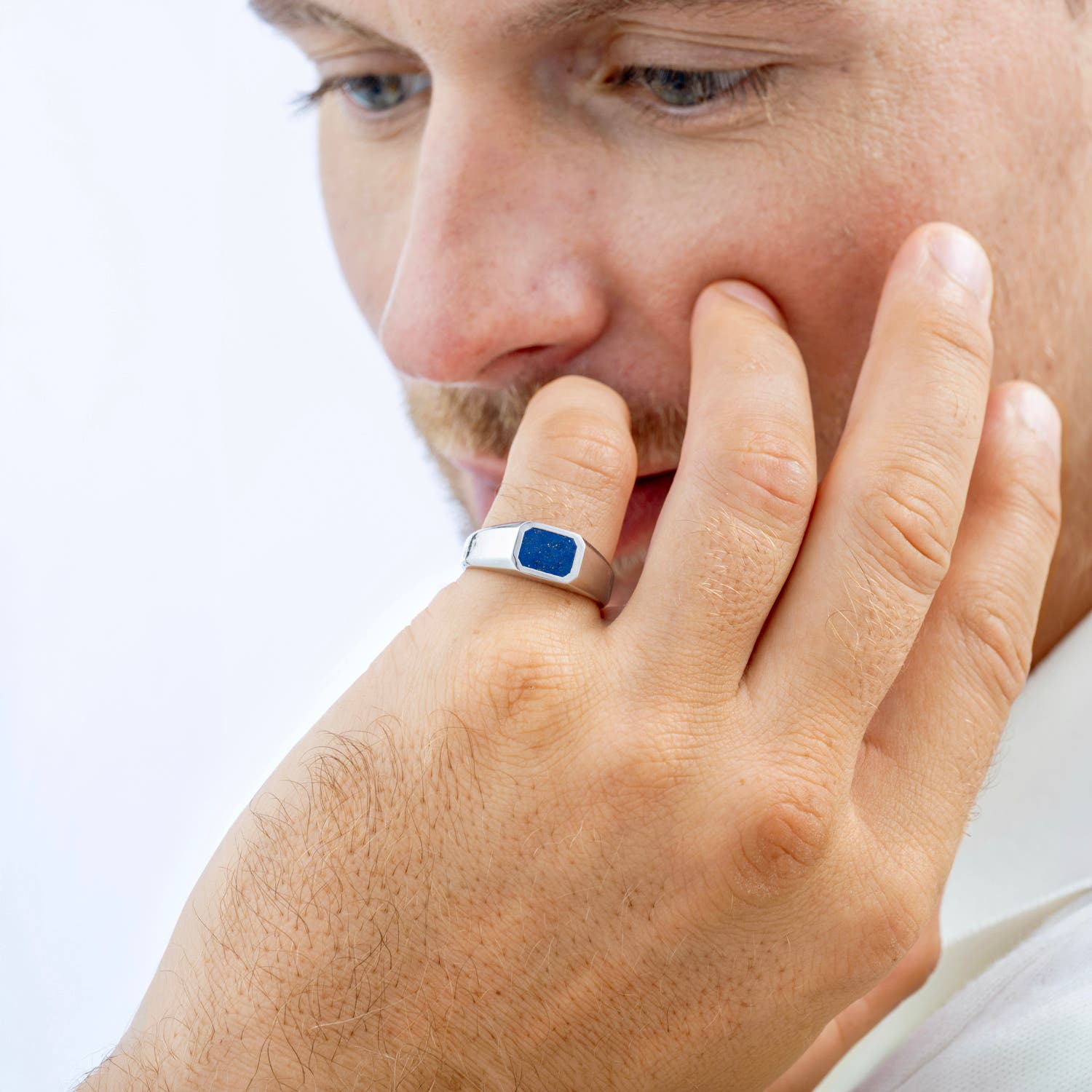 Emerald-Cut Lapis Lazuli Men's Signet Ring