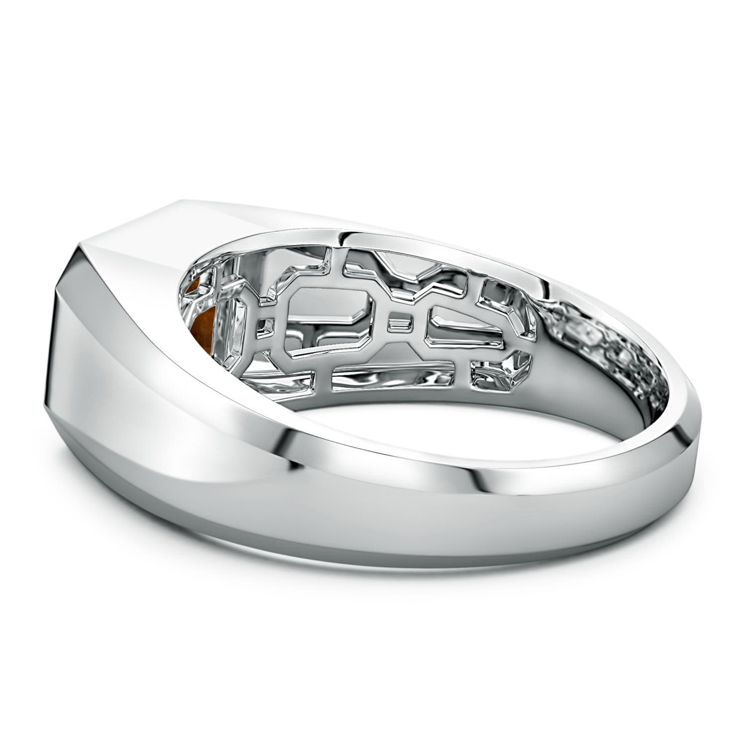 8x6mm AAA Emerald-Cut Tiger's Eye Men's Signet Ring in S999 Silver - side 4