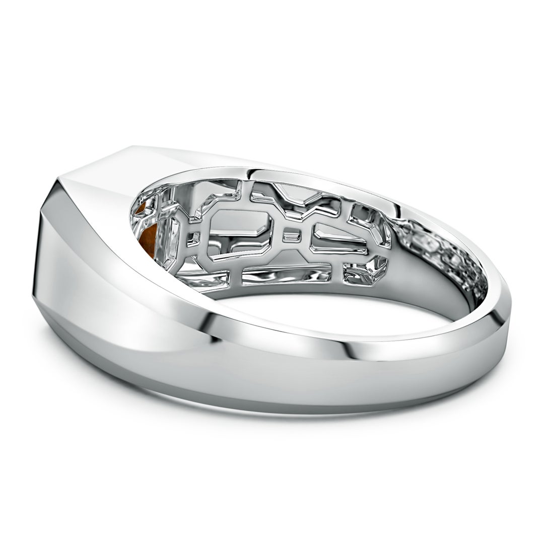 8x6mm AAA Emerald-Cut Tiger's Eye Men's Signet Ring in S999 Silver - side 5