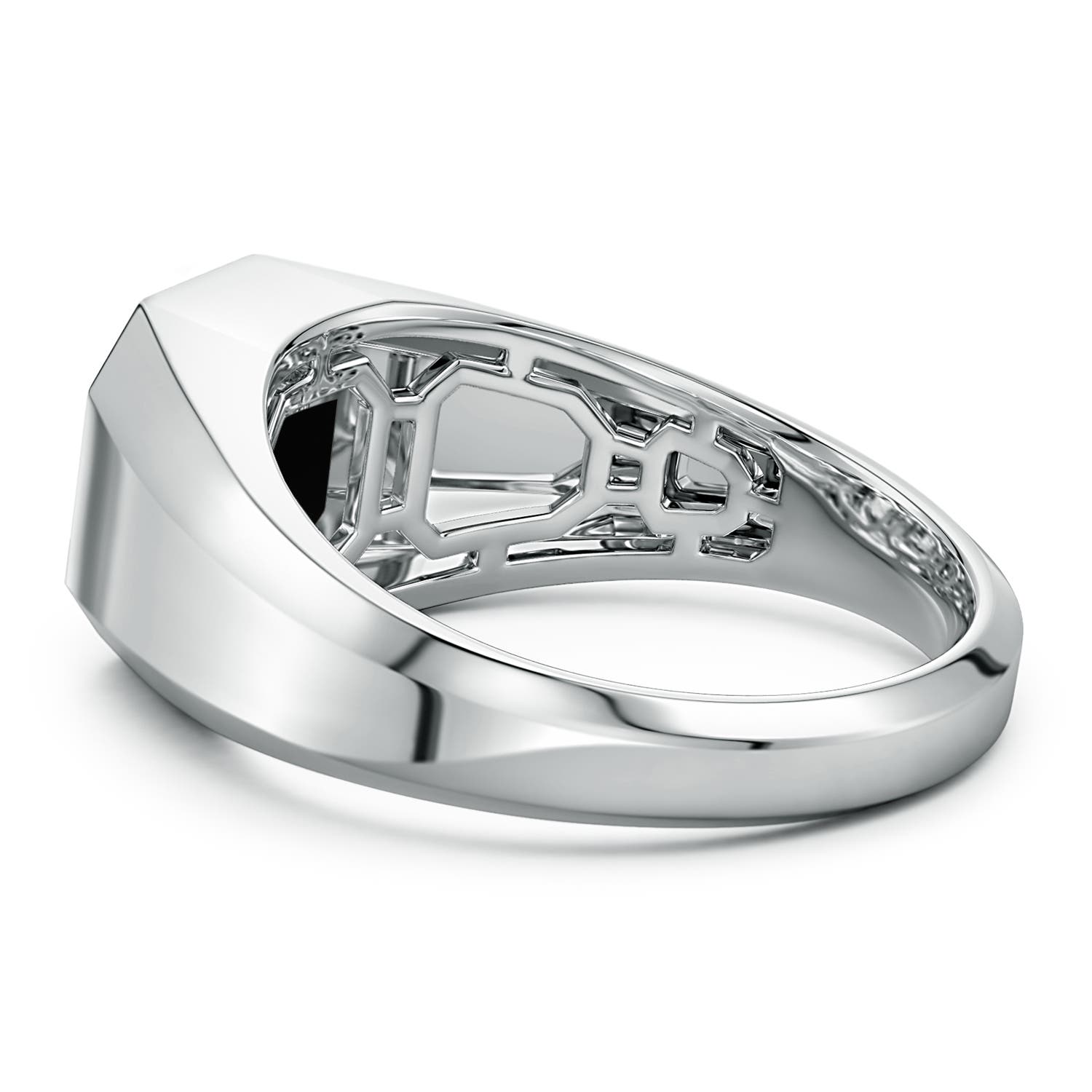 8mm AAA Square Emerald-Cut Black Onyx Men's Octagon Signet Ring in S999 Silver - side 4