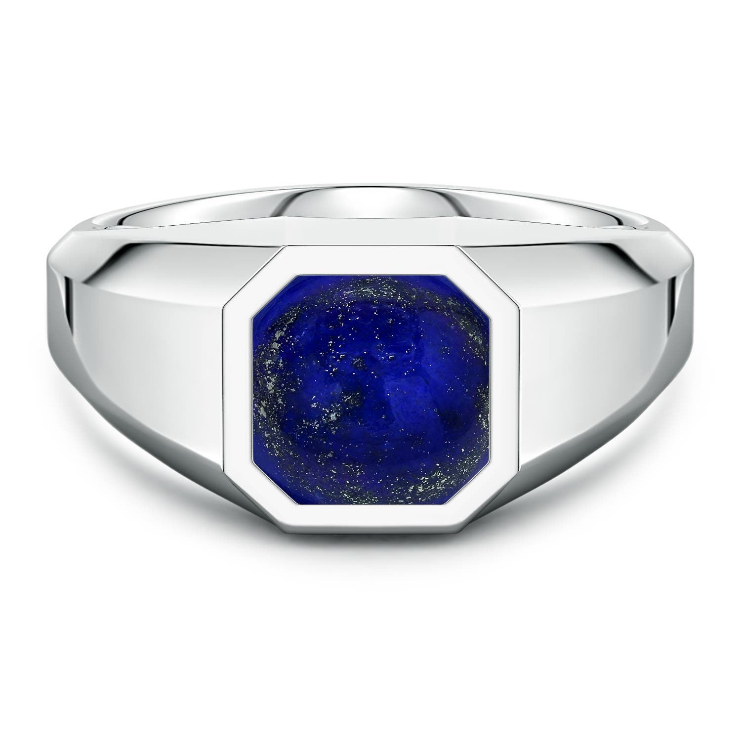 8mm AAA Square Emerald-Cut Lapis Lazuli Men's Octagon Signet Ring in S999 Silver