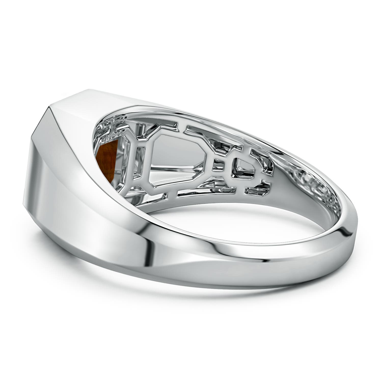 Lncs s925 Signet Tyger Eye Ring 箱付き Solid 925 Sterling Silver Diamond Shape Tigers Eye Mens Signet