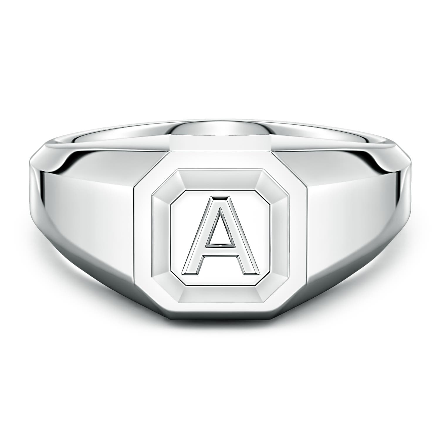 Men's Capital 'A' Octagon Signet Ring in P950 Platinum