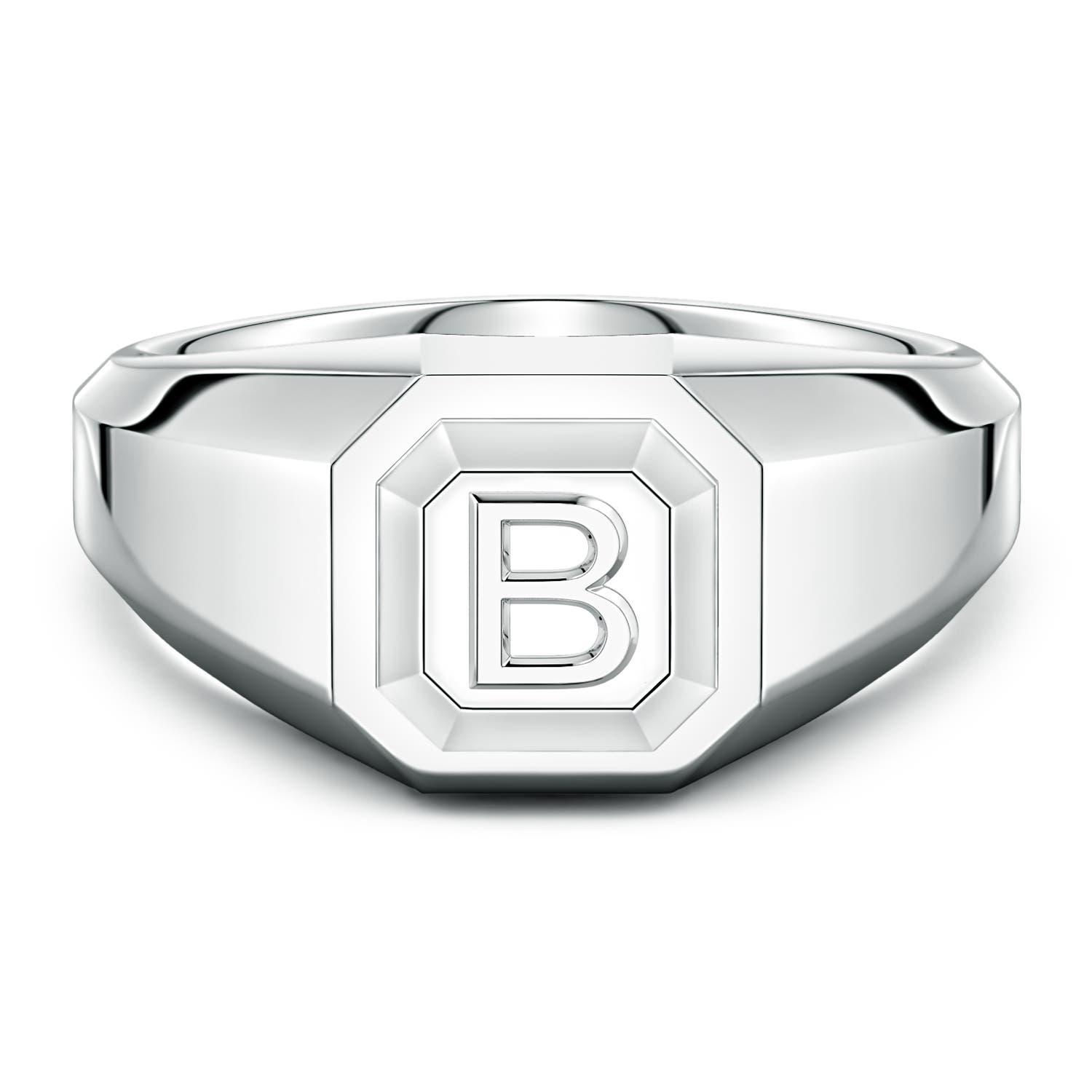 Men's Capital 'B' Octagon Signet Ring in P950 Platinum