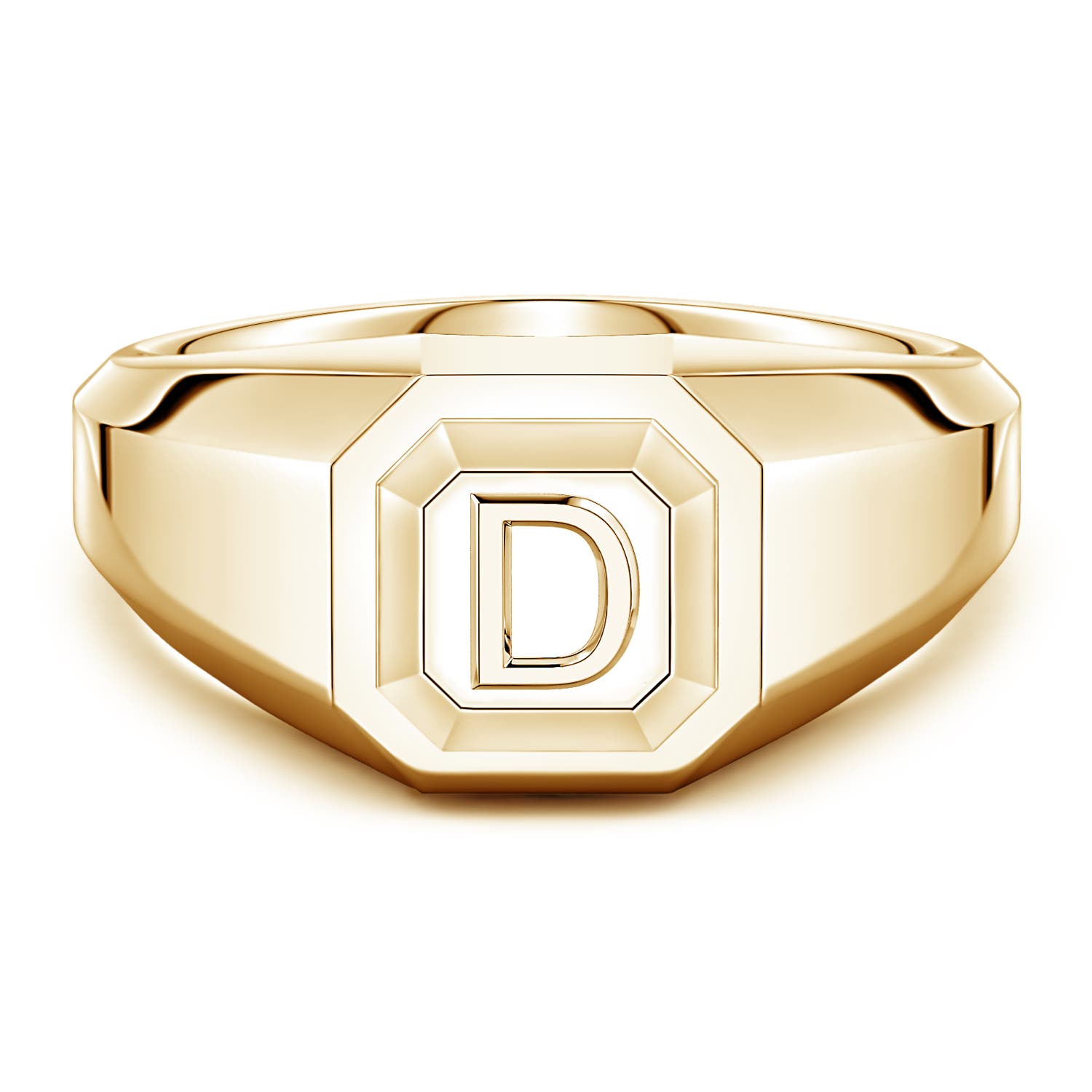 Men's Capital 'D' Octagon Signet Ring in Yellow Gold