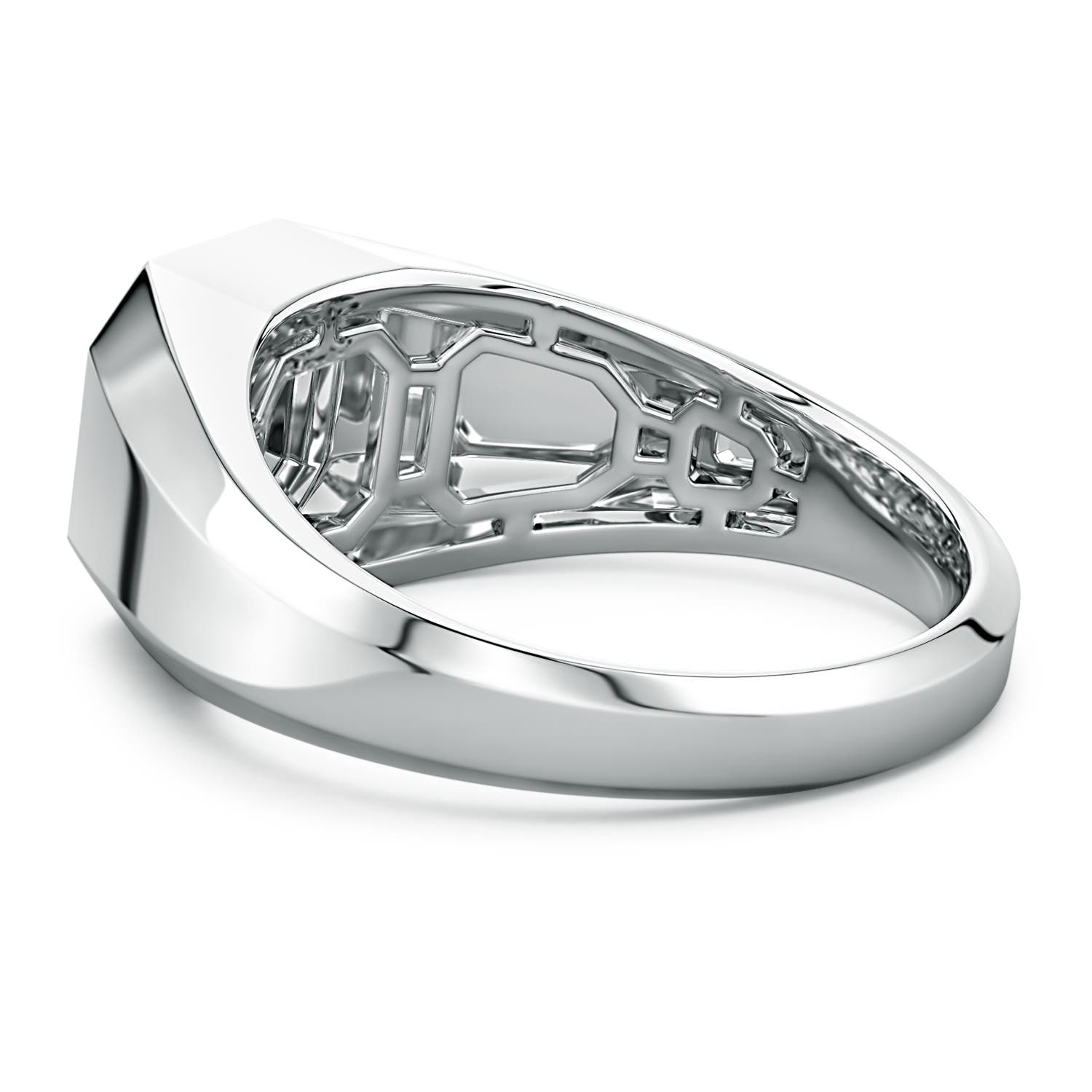 Men's Capital 'F' Octagon Signet Ring in P950 Platinum - side 6