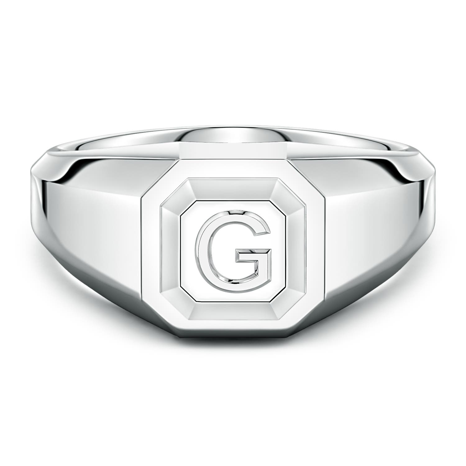 Men's Capital 'G' Octagon Signet Ring in P950 Platinum