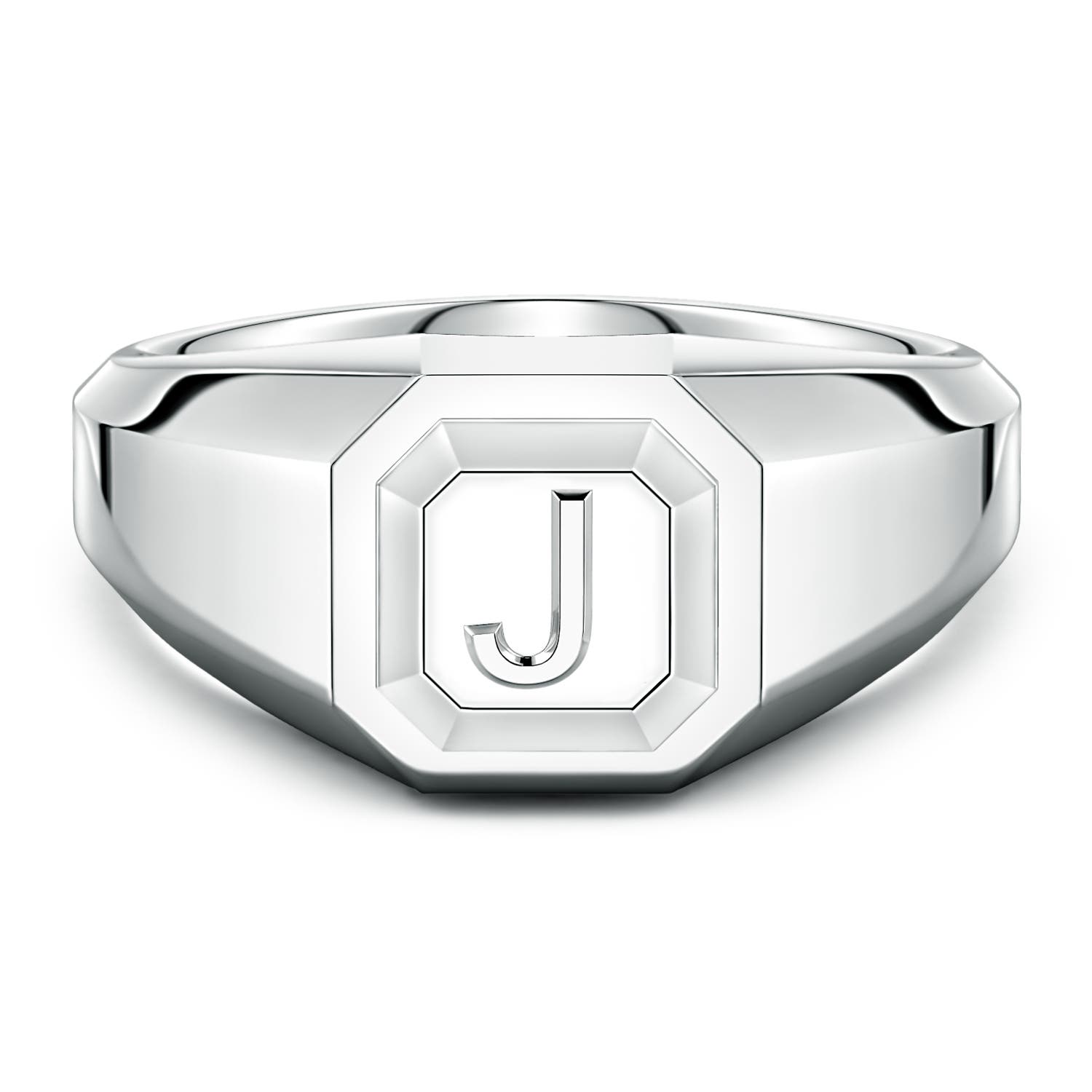 Men's Capital 'J' Octagon Signet Ring in P950 Platinum