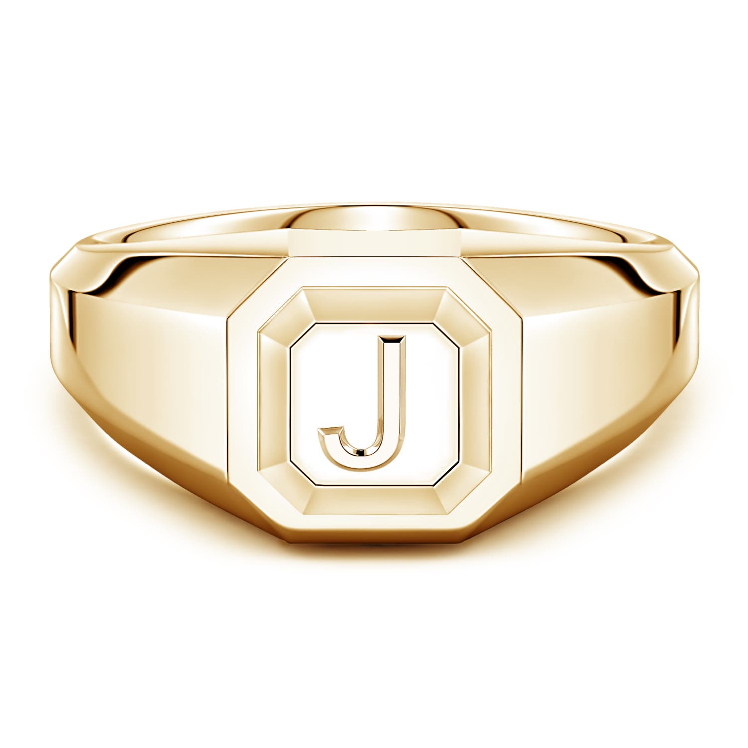 Men's Capital 'J' Octagon Signet Ring in Yellow Gold