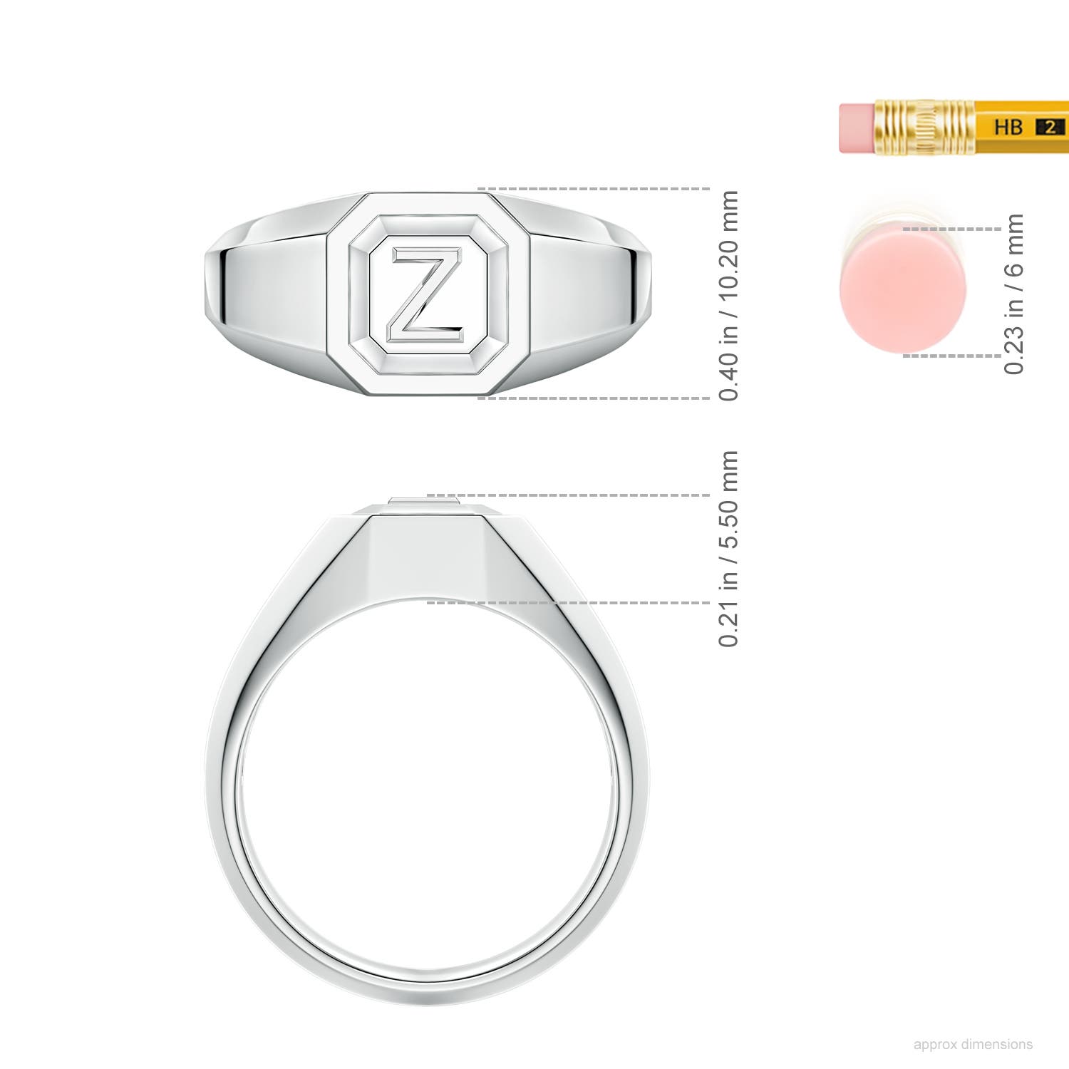 Men's Capital 'Z' Octagon Signet Ring