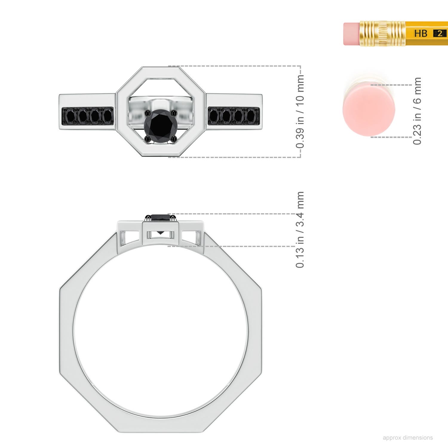 Enhanced Black Diamond Octagon Open Frame Men's Ring
