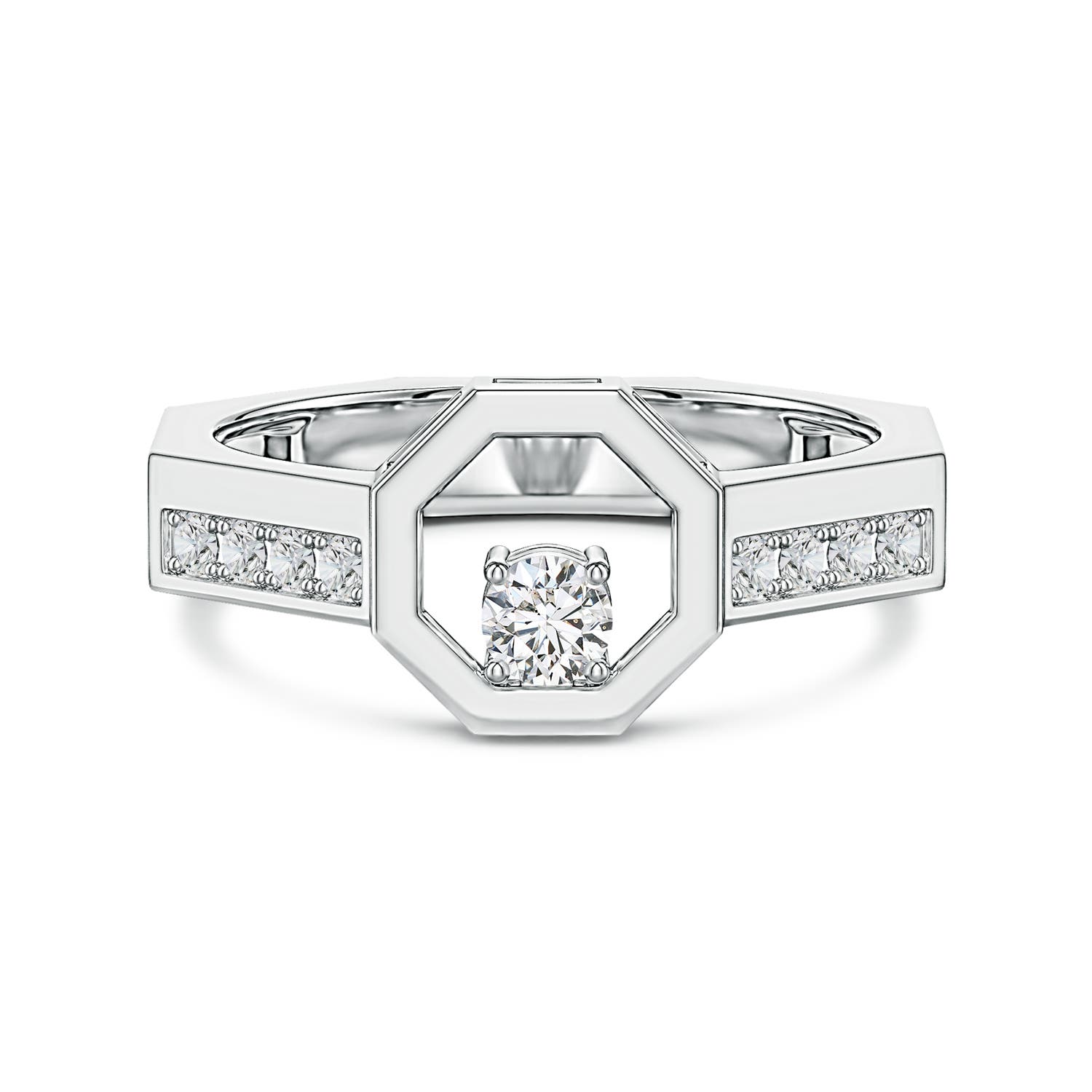 Diamond Octagon Open Frame Men's Ring