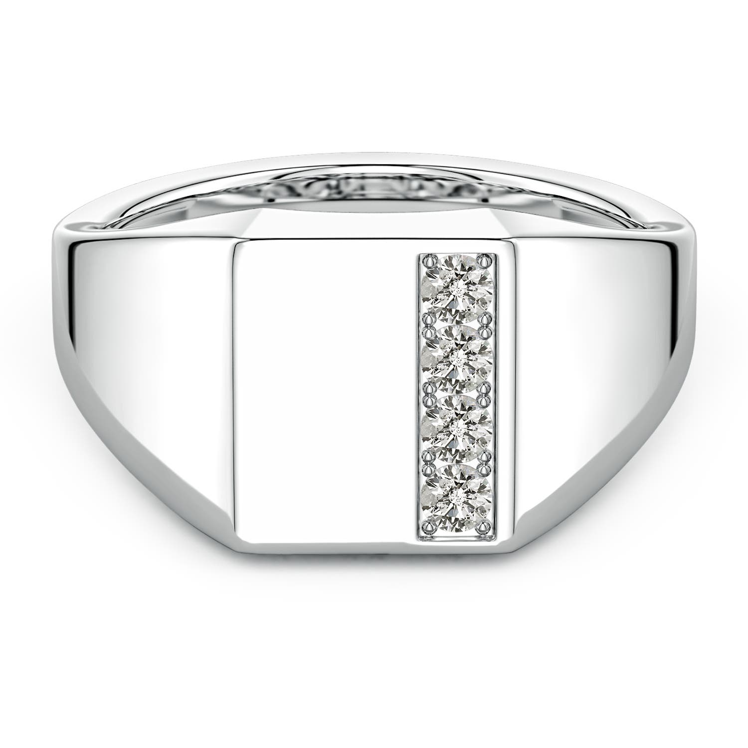 Angara 0.28 CTW Diamond Rectangular-Shaped Men's Signet Ring in Silver