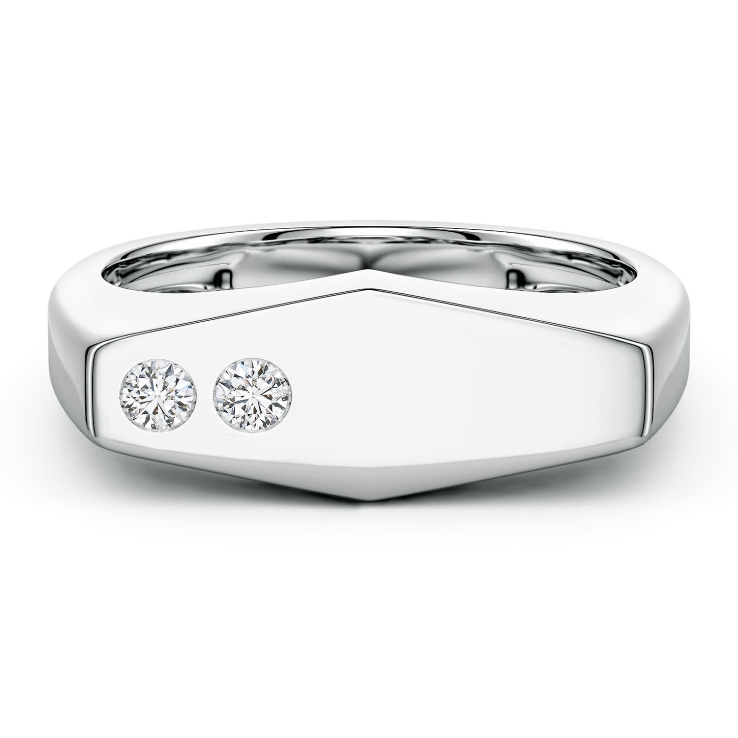 Flush-Set Diamond Men's Rectangular Signet Ring