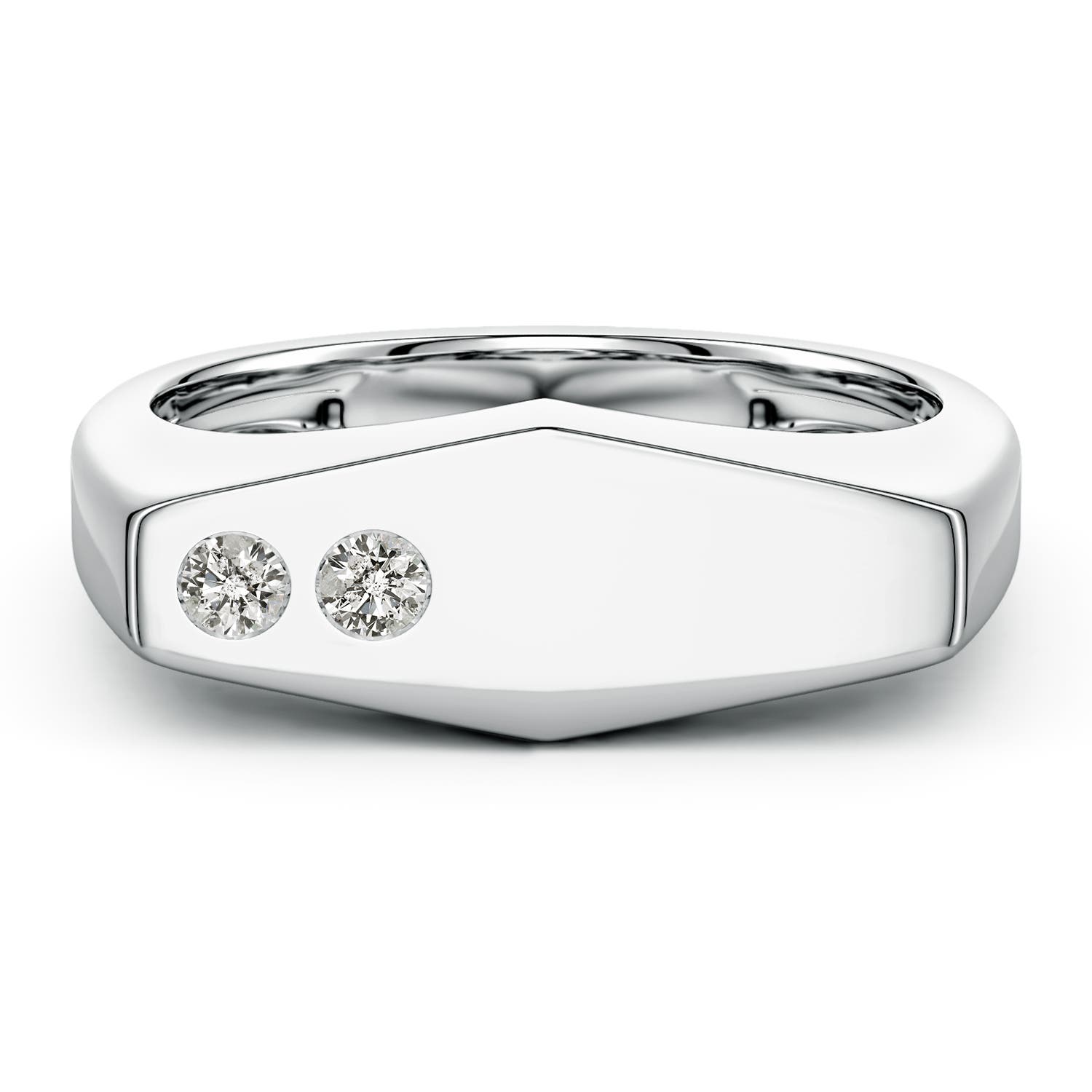 Angara 2.7 MM Flush-Set Diamond Men's Signet Ring in Silver