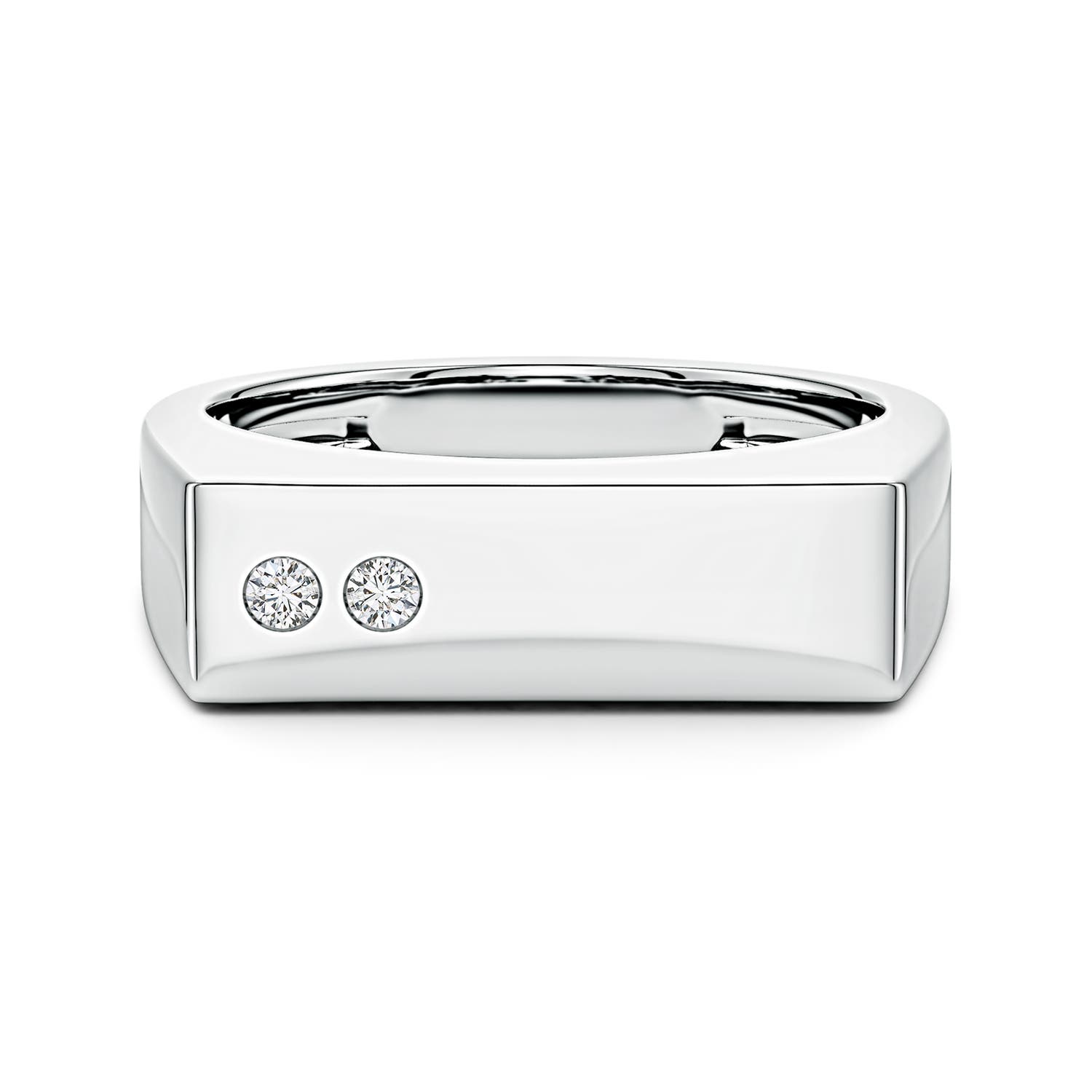 Angara 2.2 MM Flush-Set Diamond Men's Rectangular Signet Ring in Silver