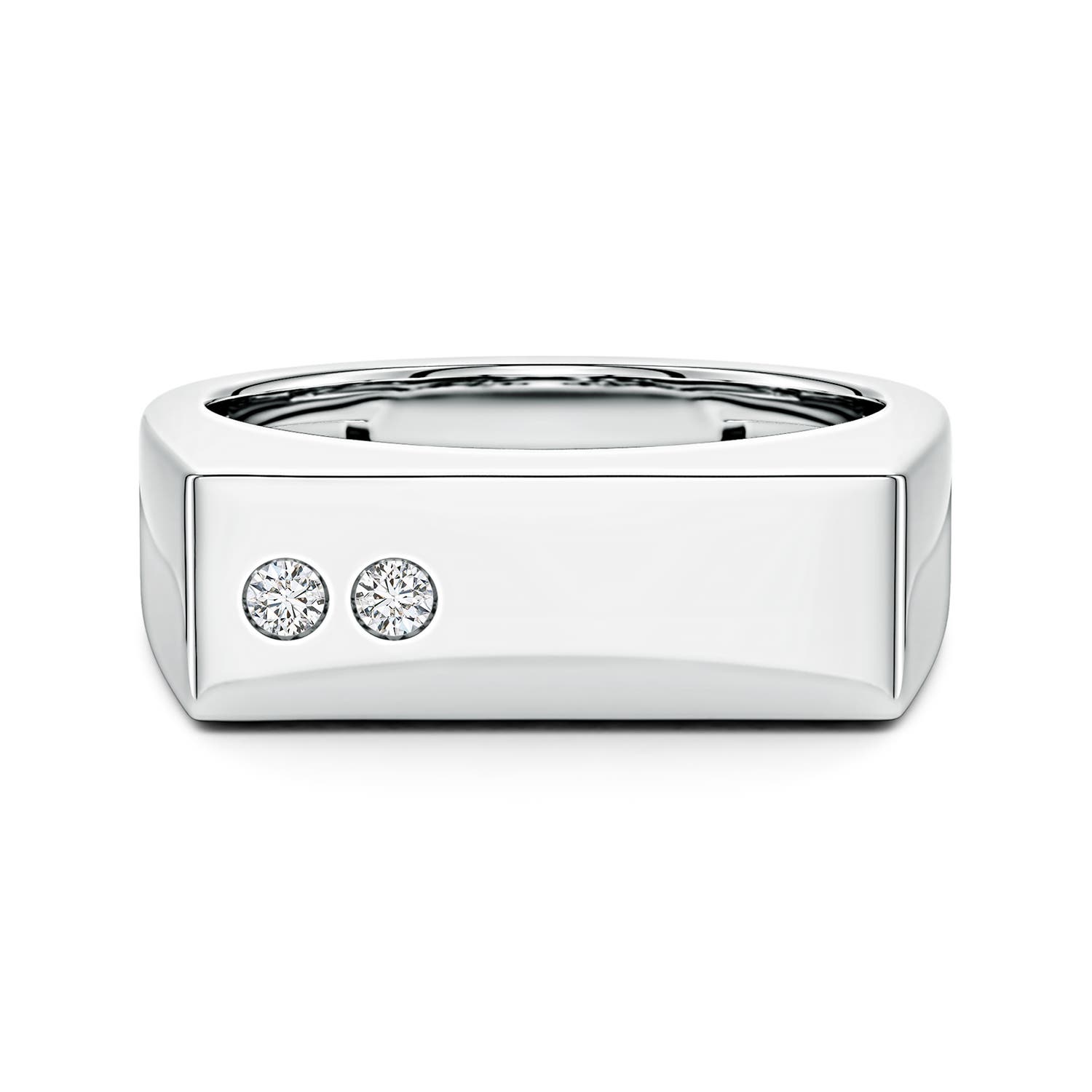 Angara 2.4 MM Flush-Set Diamond Men's Rectangular Signet Ring in Silver