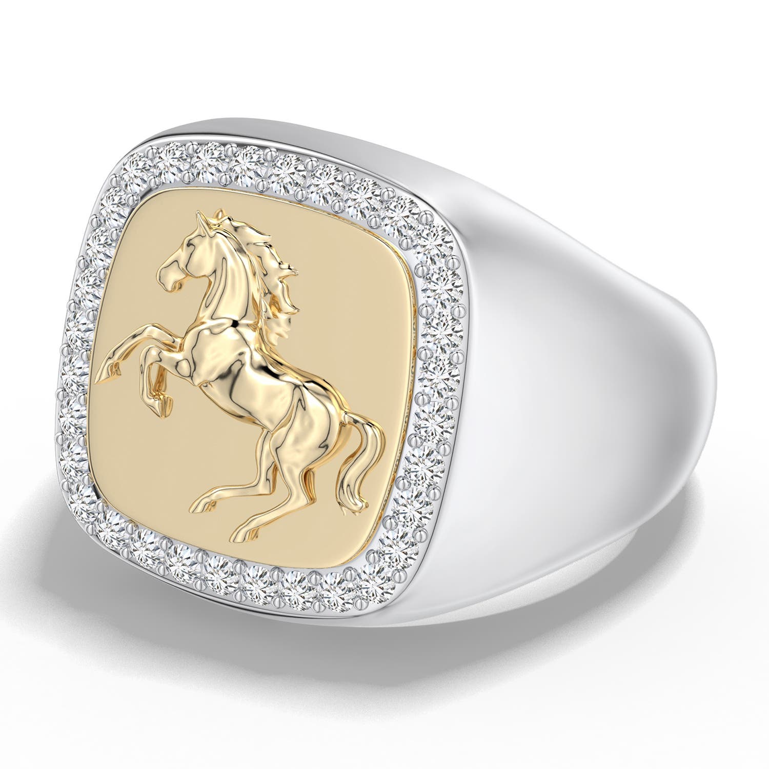 1.5mm HSI2 Equestria Stallion Signet Ring in 999-18K Mixed Metal - main