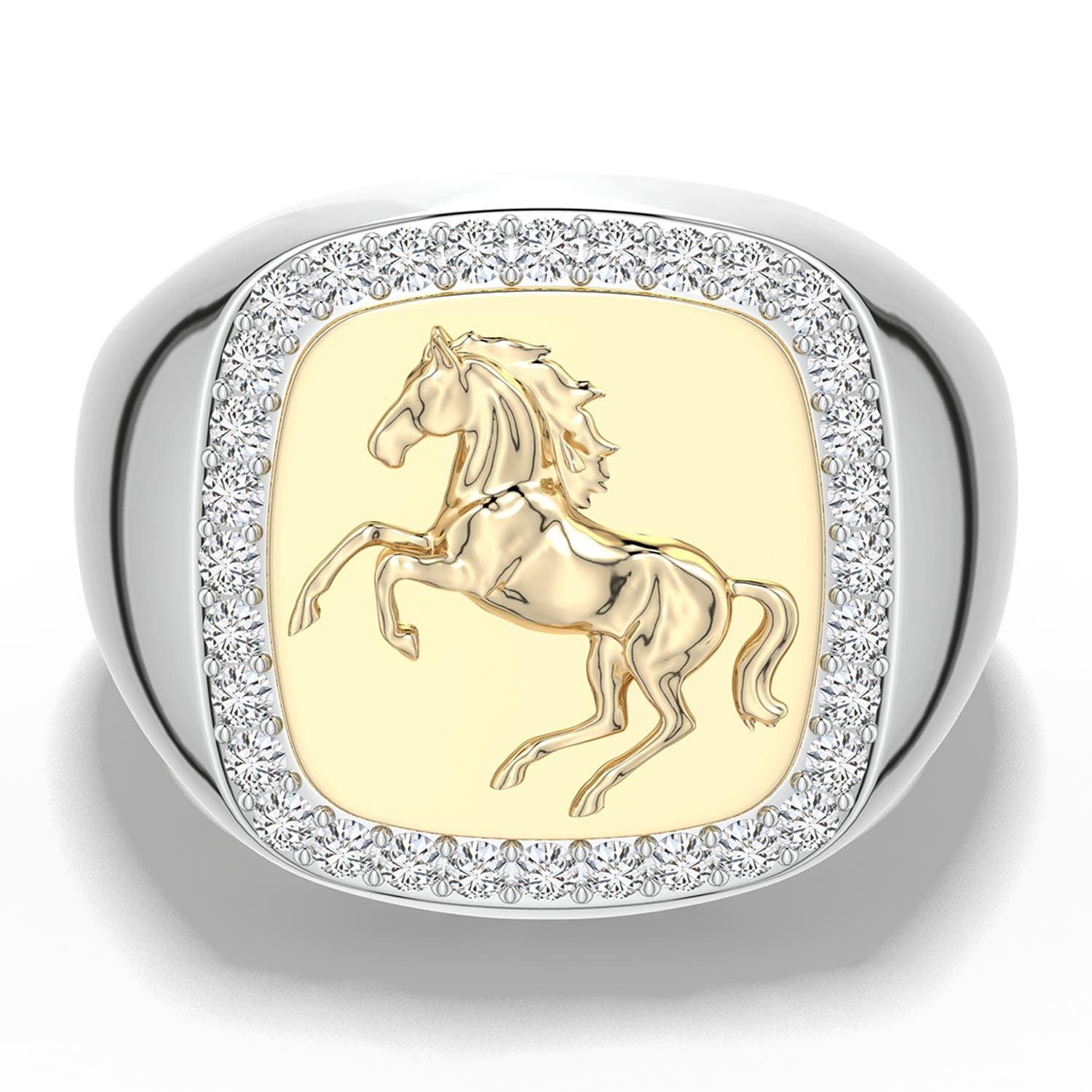 1.5mm HSI2 Equestria Stallion Signet Ring in 999-18K Mixed Metal - side 1