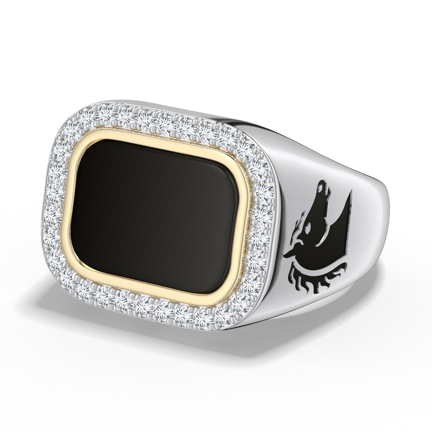 14x10mm AAA Equestria Horse Motif Ring in 999-18K Mixed Metal - main