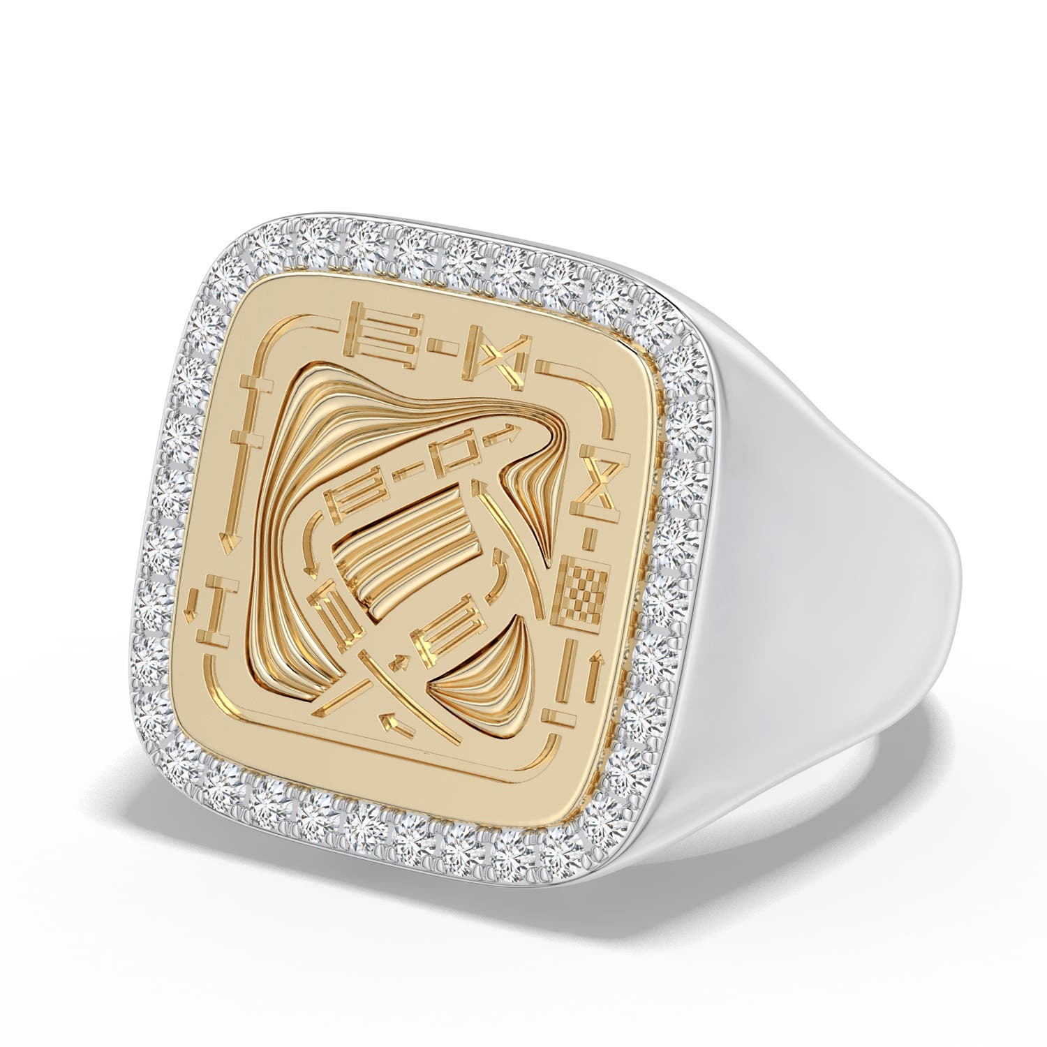 1.3mm HSI2 Equestria Course Map Ring in 999-18K Mixed Metal - main