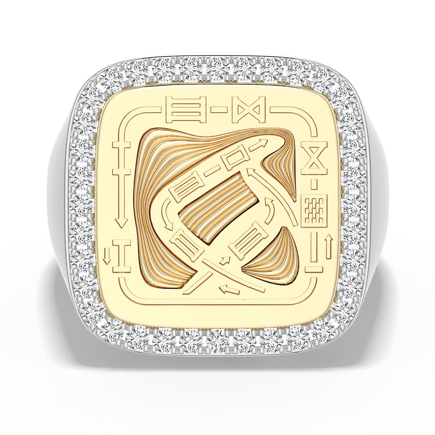 1.3mm HSI2 Equestria Course Map Ring in 999-18K Mixed Metal - side 1