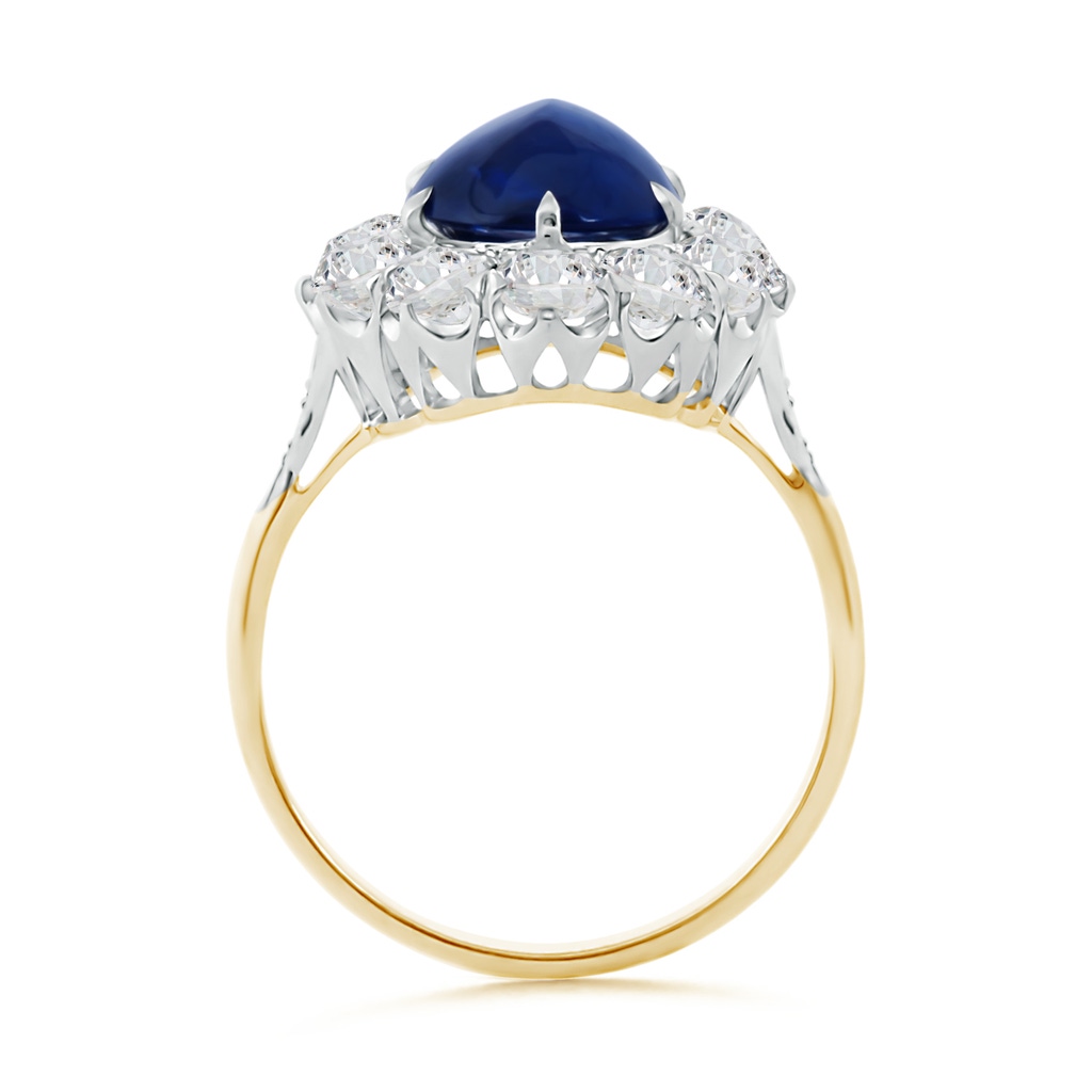 11x8mm AAAA Vintage Style Oval Cabochon Sapphire Ring with Diamond Halo in 18K Yellow Gold Product Image