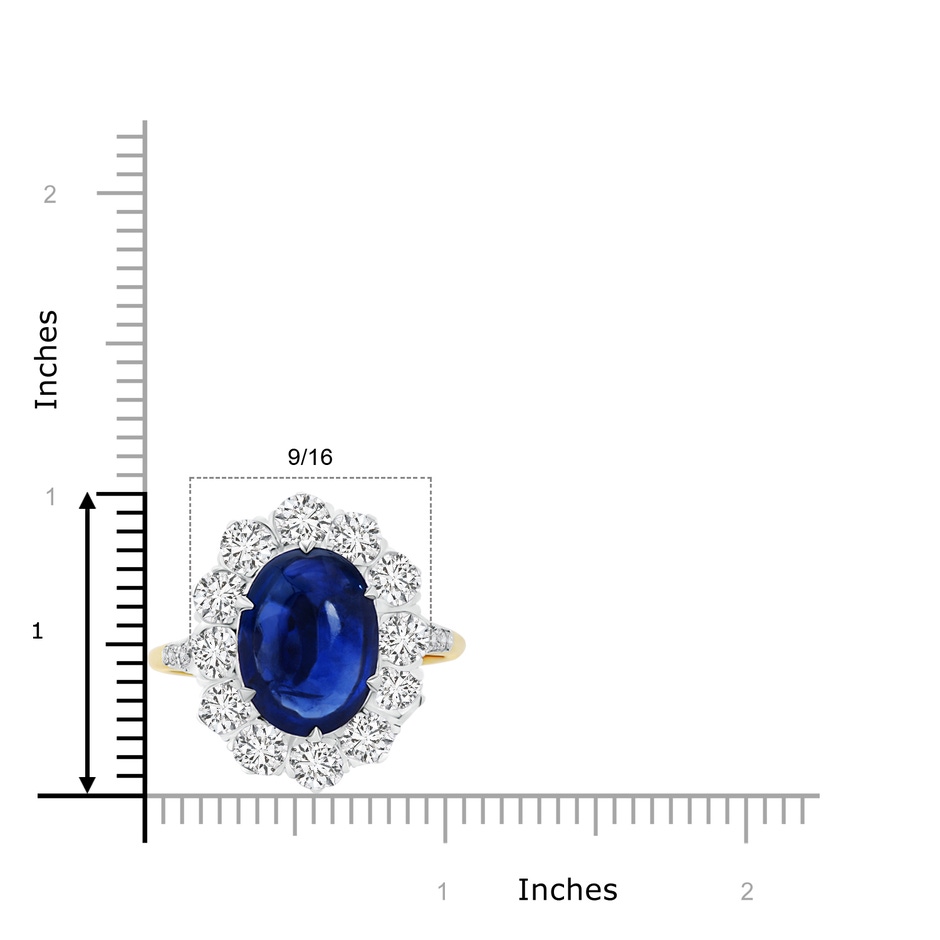 11x8mm AAAA Vintage Style Oval Cabochon Sapphire Ring with Diamond Halo in 18K Yellow Gold product image